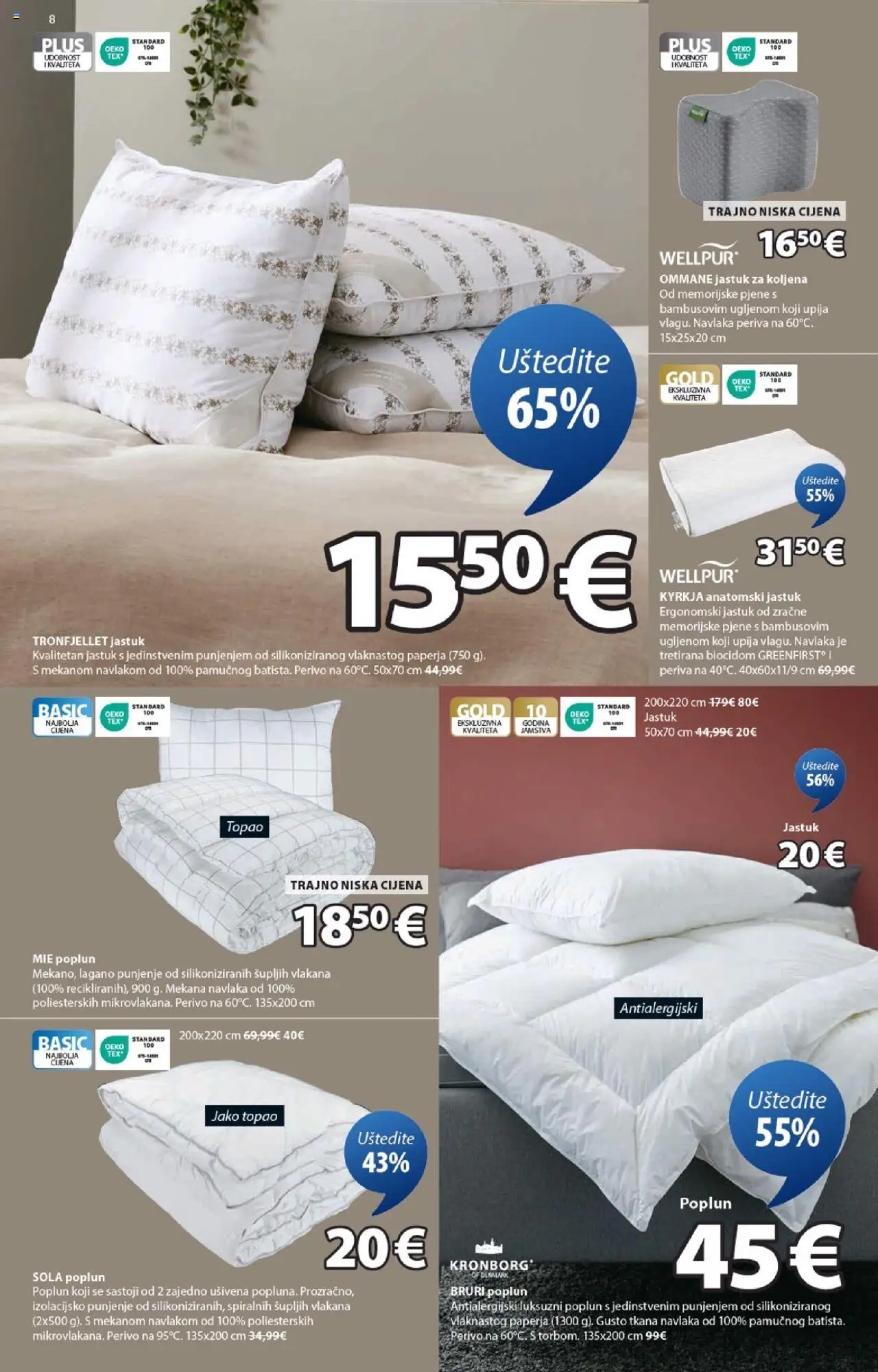 JYSK katalog | vrijedi od 24.09.2025 | Stranica: 8 | Proizvodi: Jastuk, Poplun