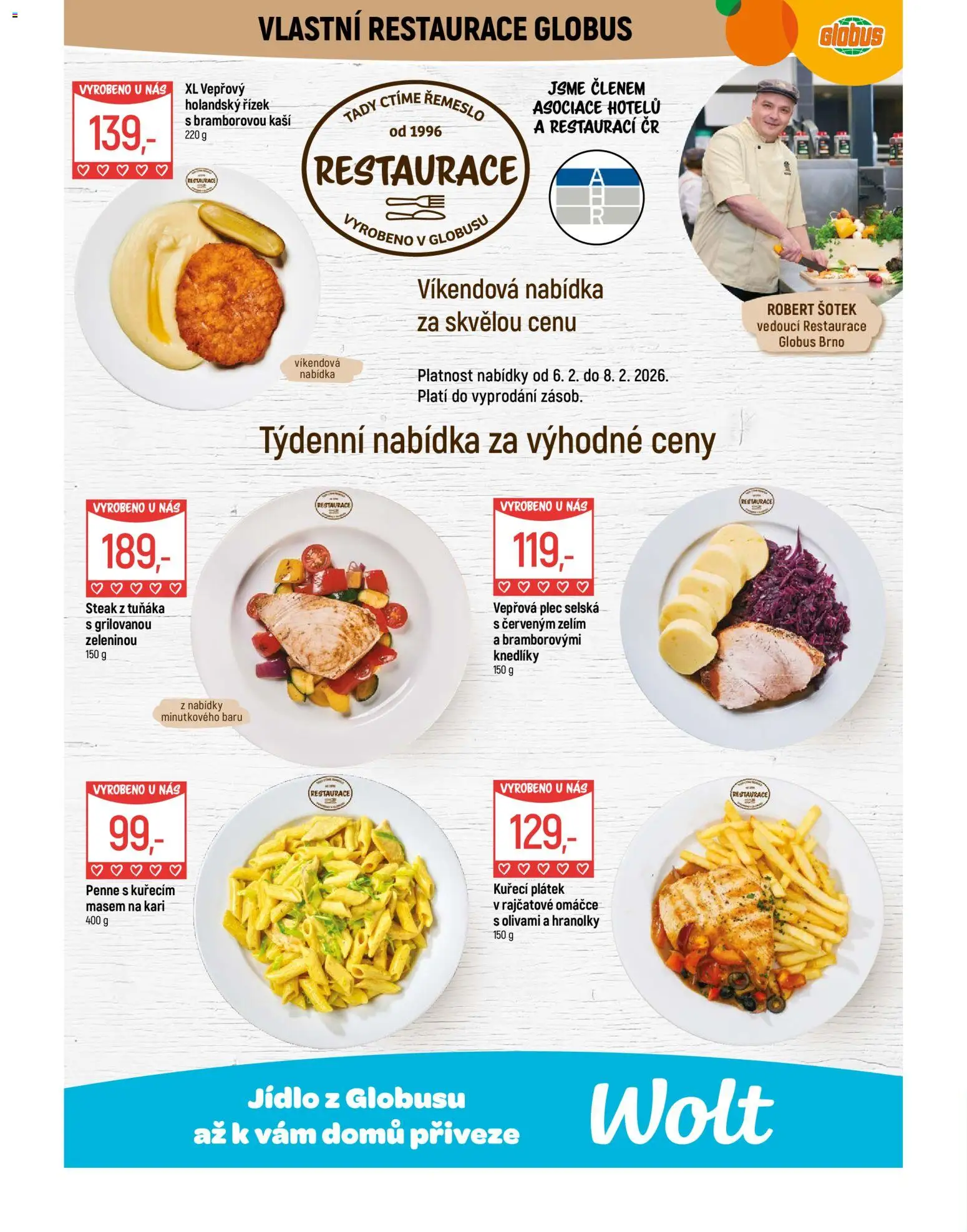 Globus leták - Brno od 04.02.2026 | Strana: 8 | Produkty: Penne, Hranolky, Steak, Vepřová plec