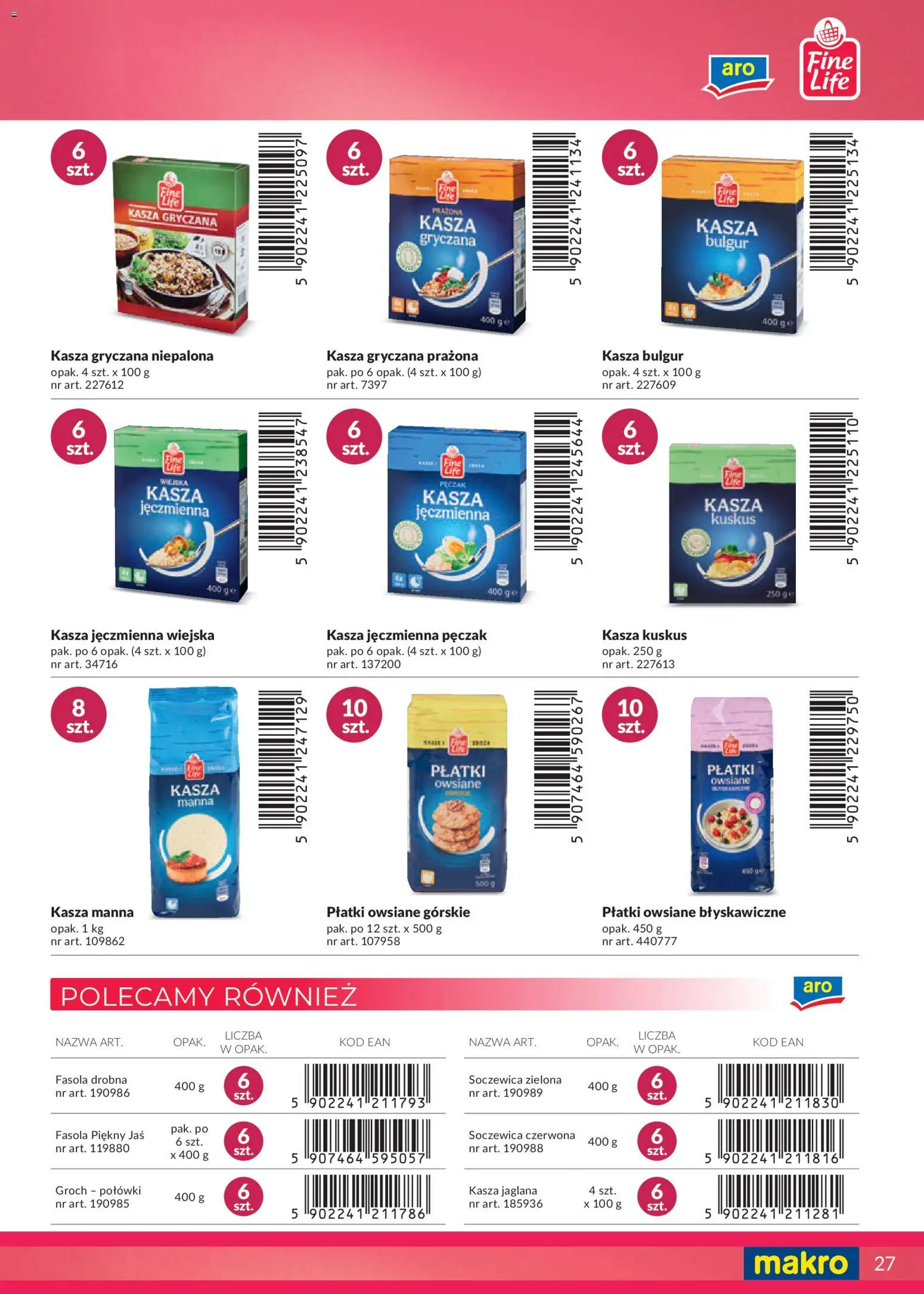 Makro Gazetka - Katalog marki własne dla Twojego sklepu od 28.04.2025 | Strona: 27 | Produkty: Płatki owsiane, Kasza jęczmienna, Kasza kuskus, Soczewica