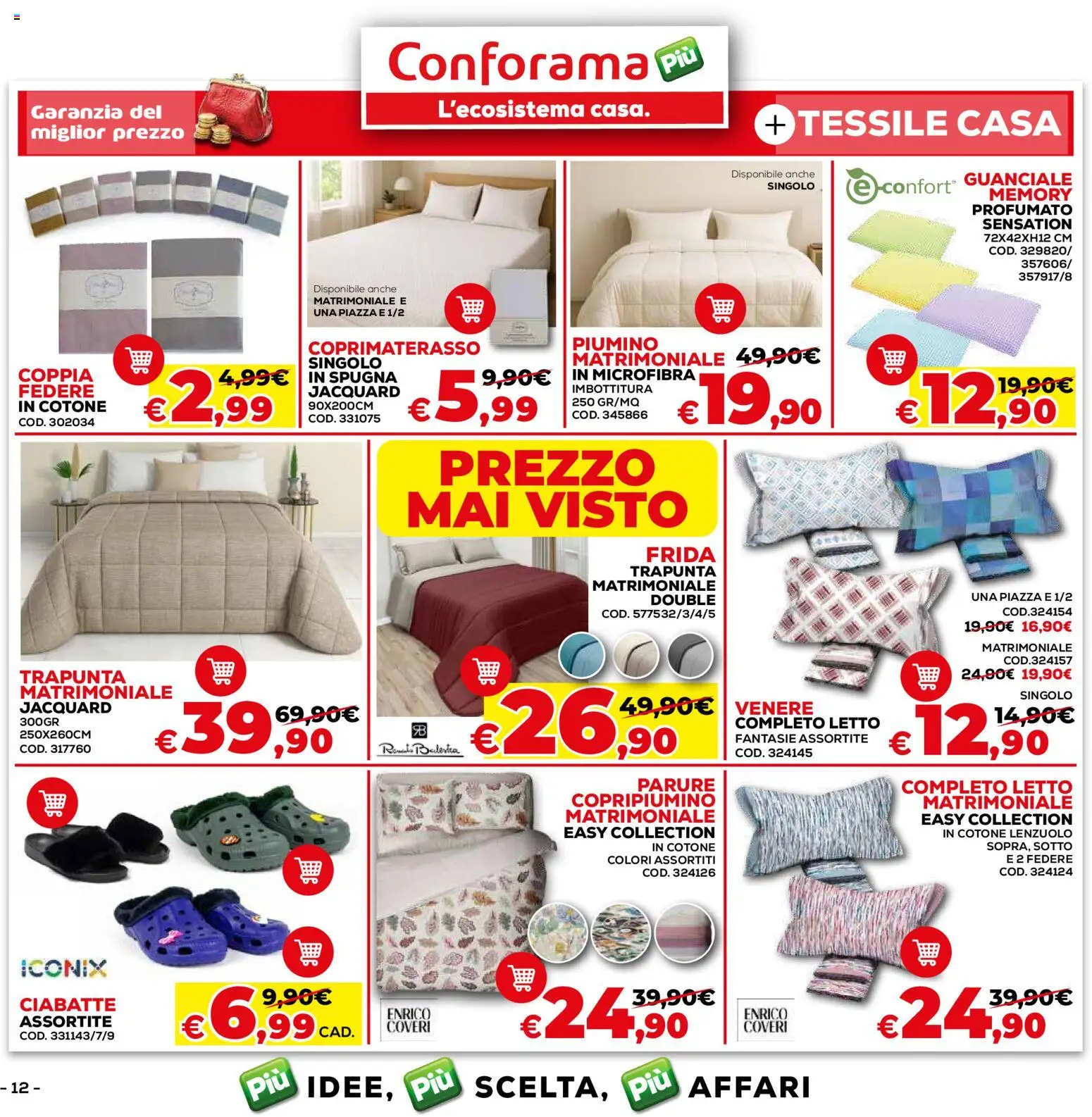 Volantino Conforama del 08.01.2026 | Pagina: 12 | Prodotti: Spugna, Letto matrimoniale, Trapunta, Letto