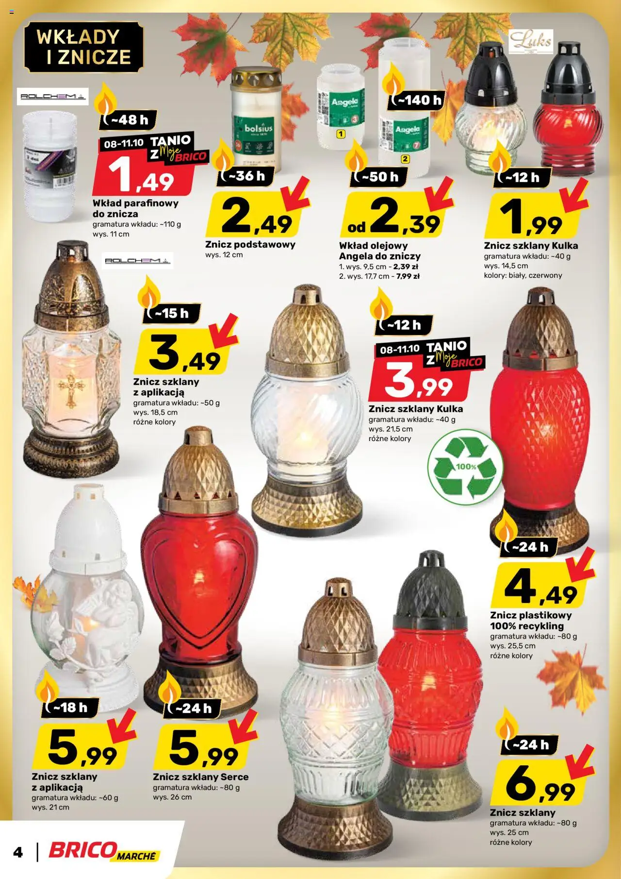 Brico Marché Gazetka od 08.10.2025 | Strona: 4 | Produkty: Znicze