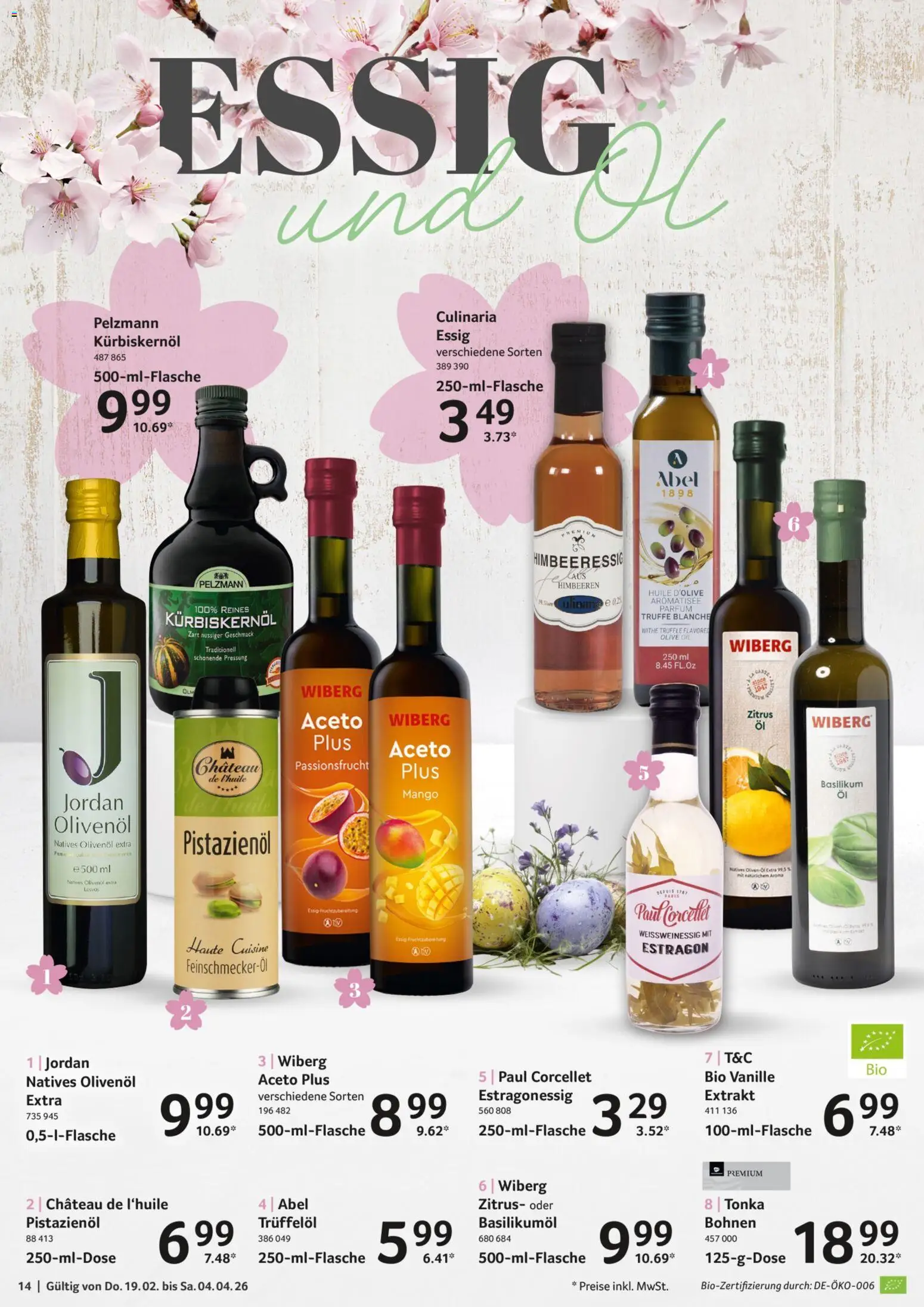 Selgros Feinkost Ostern – gültig ab 19.02.2026 | Seite: 14 | Produkte: Himbeeren, Kürbiskernöl, Essig, Parfüm