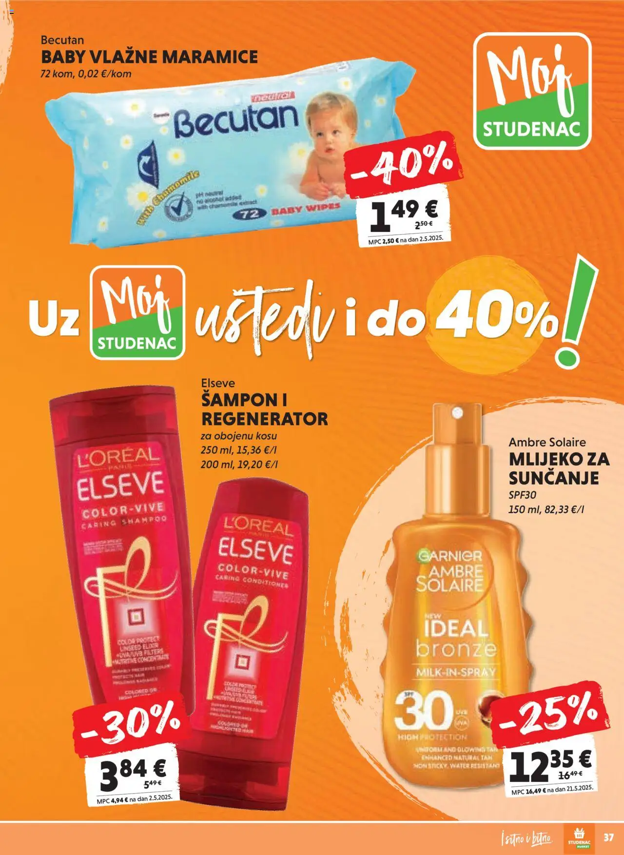 Studenac katalog | vrijedi od 13.08.2025 | Stranica: 37 | Proizvodi: Šampon, Vlažne maramice, Mlijeko, Garnier