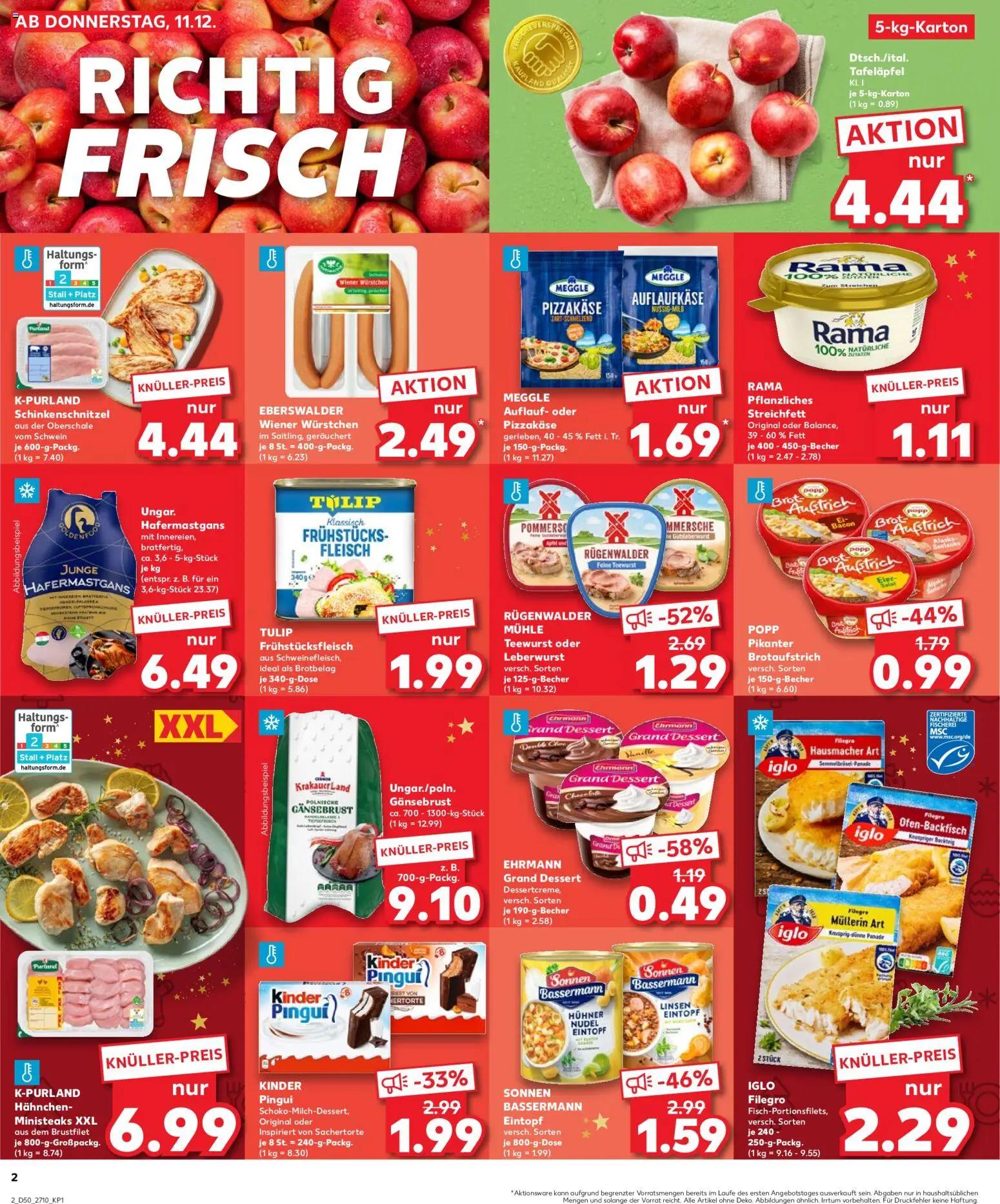 Kaufland prospekt Zeitz	 – gültig ab 11.12.2025 | Seite: 2 | Produkte: Mühle, Hahnchen, Rama, Ehrmann grand dessert