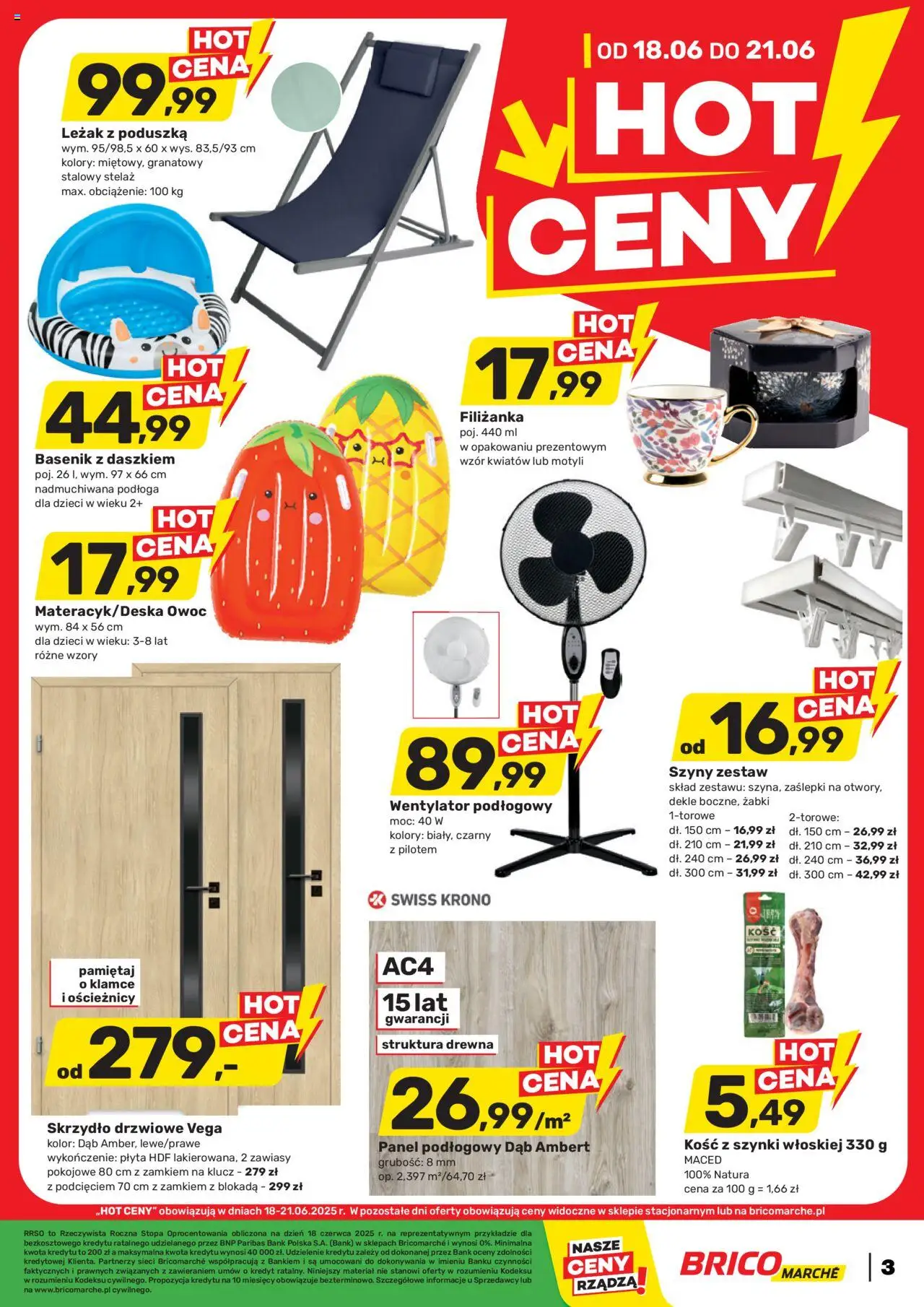 Brico Marché Gazetka od 18.06.2025 | Strona: 3 | Produkty: Wentylator, Poduszka, Leżak
