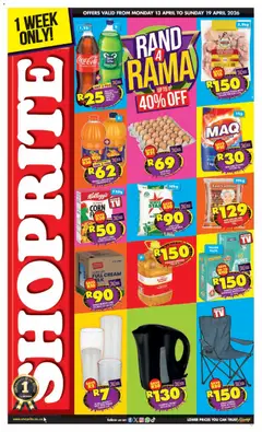 Shoprite specials catalogue – valid from 13.04.2026 | Page: 1 | Products: Chair, Maize meal, Eggs, Flakes