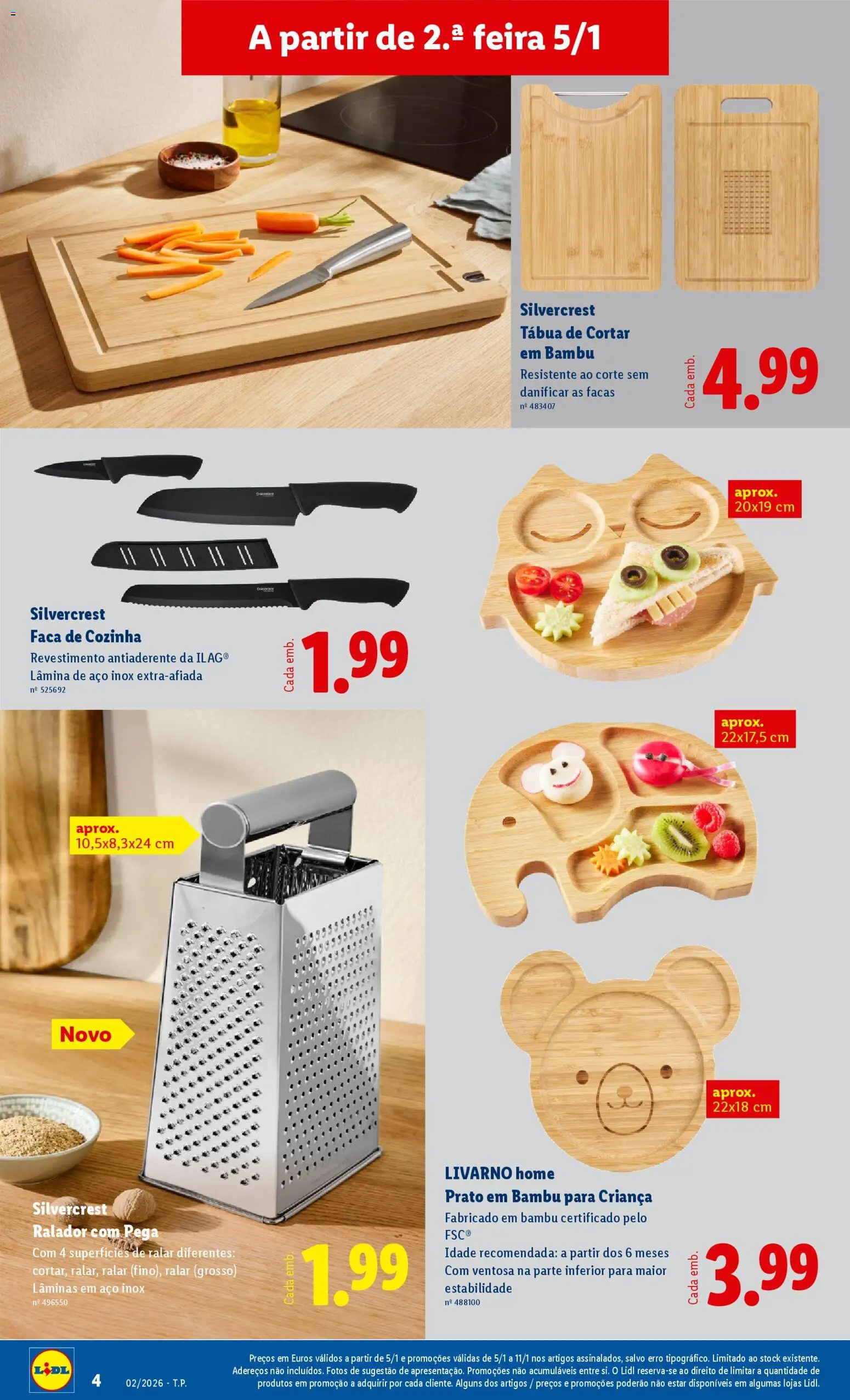 Lidl Novidades │ válido de 05.01.2026 | Página: 4 | Produtos: Tábua, Faca, Ralador