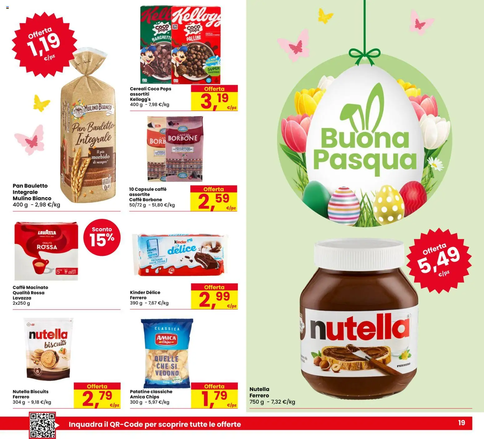 Volantino Despar del 26.03.2026 | Pagina: 19 | Prodotti: Patatine, Nutella, Lavazza, Macinato