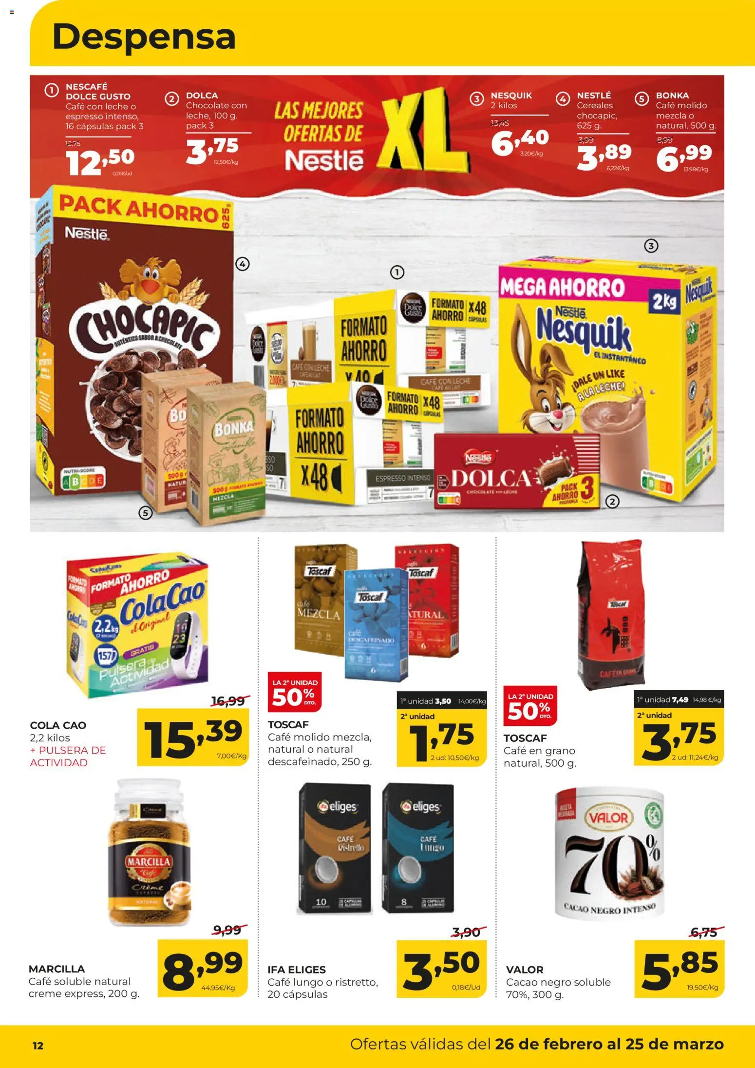 Alimerka folleto Asturias │ válido desde el 26.02.2026 | Página: 12 | Productos: Café con leche, Café molido, Café en grano, Φρυγανιές σικάλεως