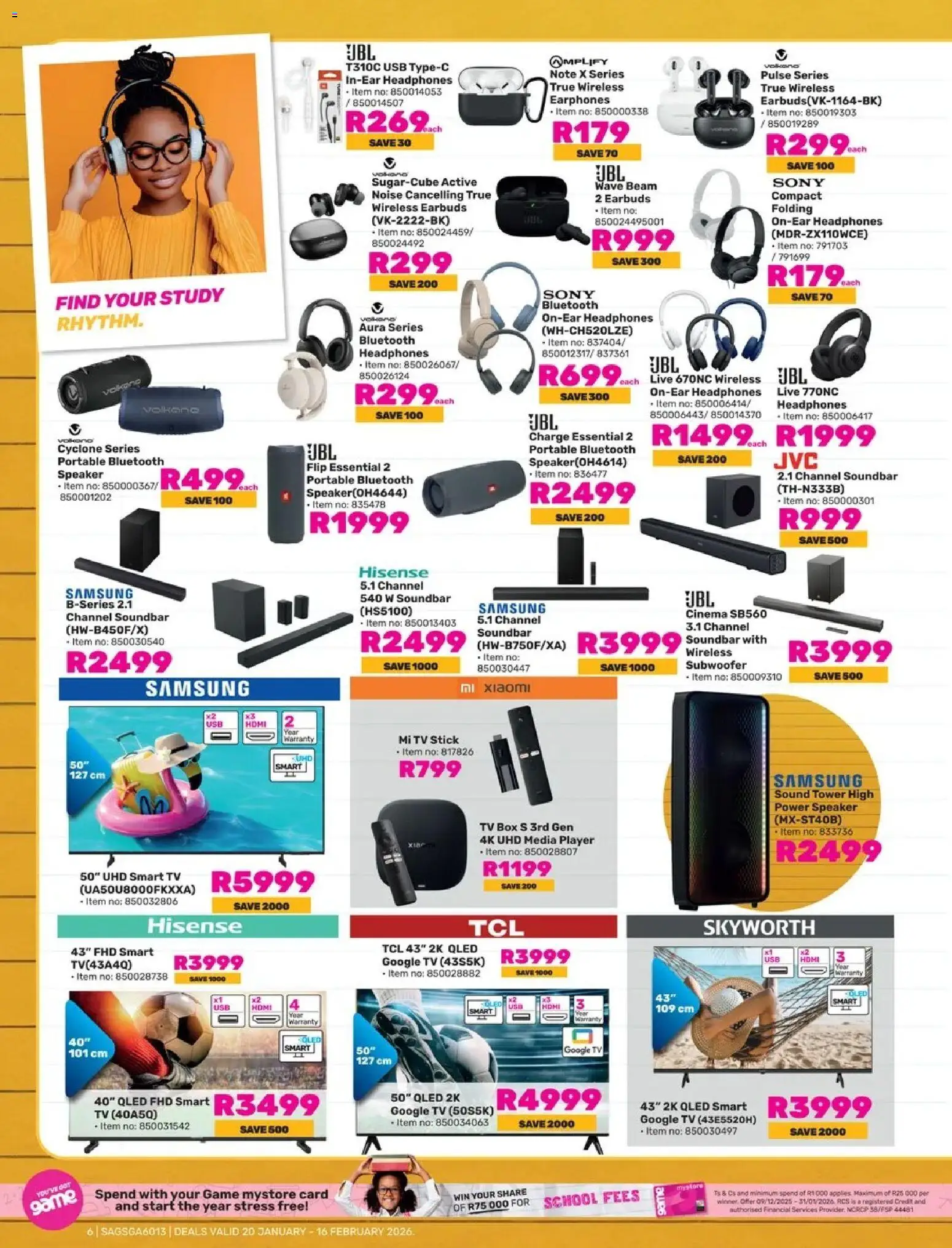 Game - Catalogue Back To Varsity valid from 20.01.2026 | Page: 6 | Products: Box, Tv, Game, Headphones