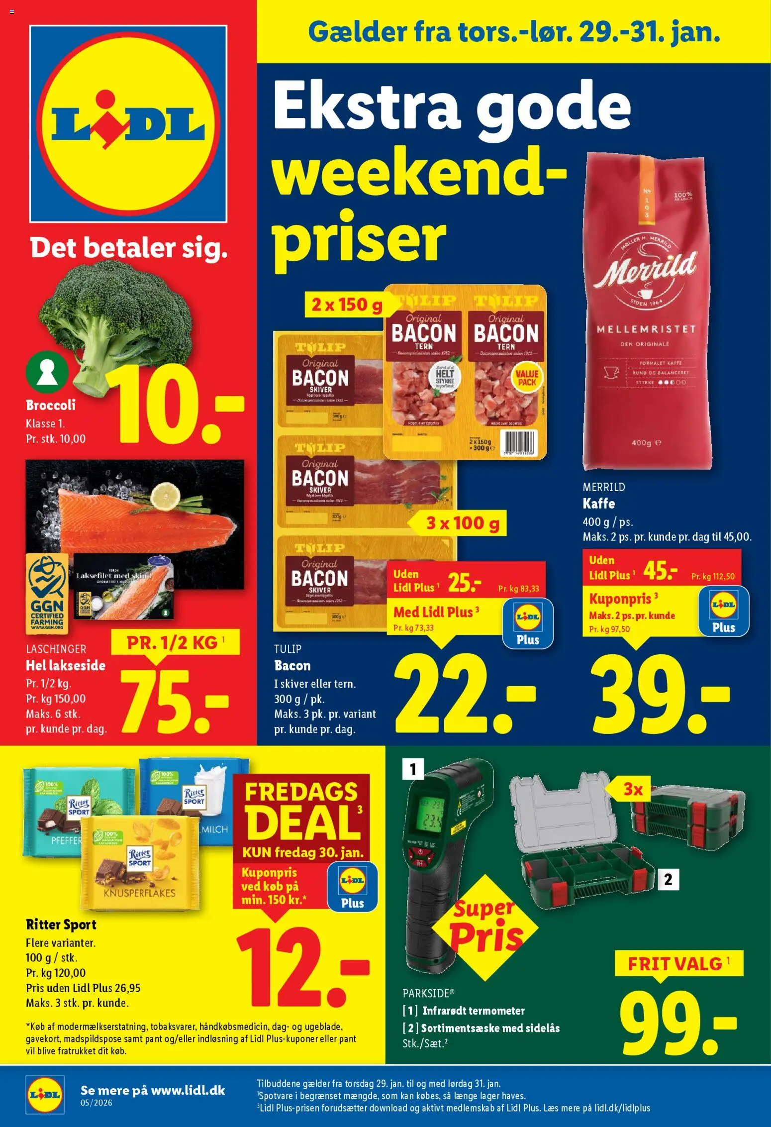 Lidl tilbudsavis – gyldig fra 29.01.2026 | Side: 1 | Produkter: Broccoli, Bacon, Termometer, Søm