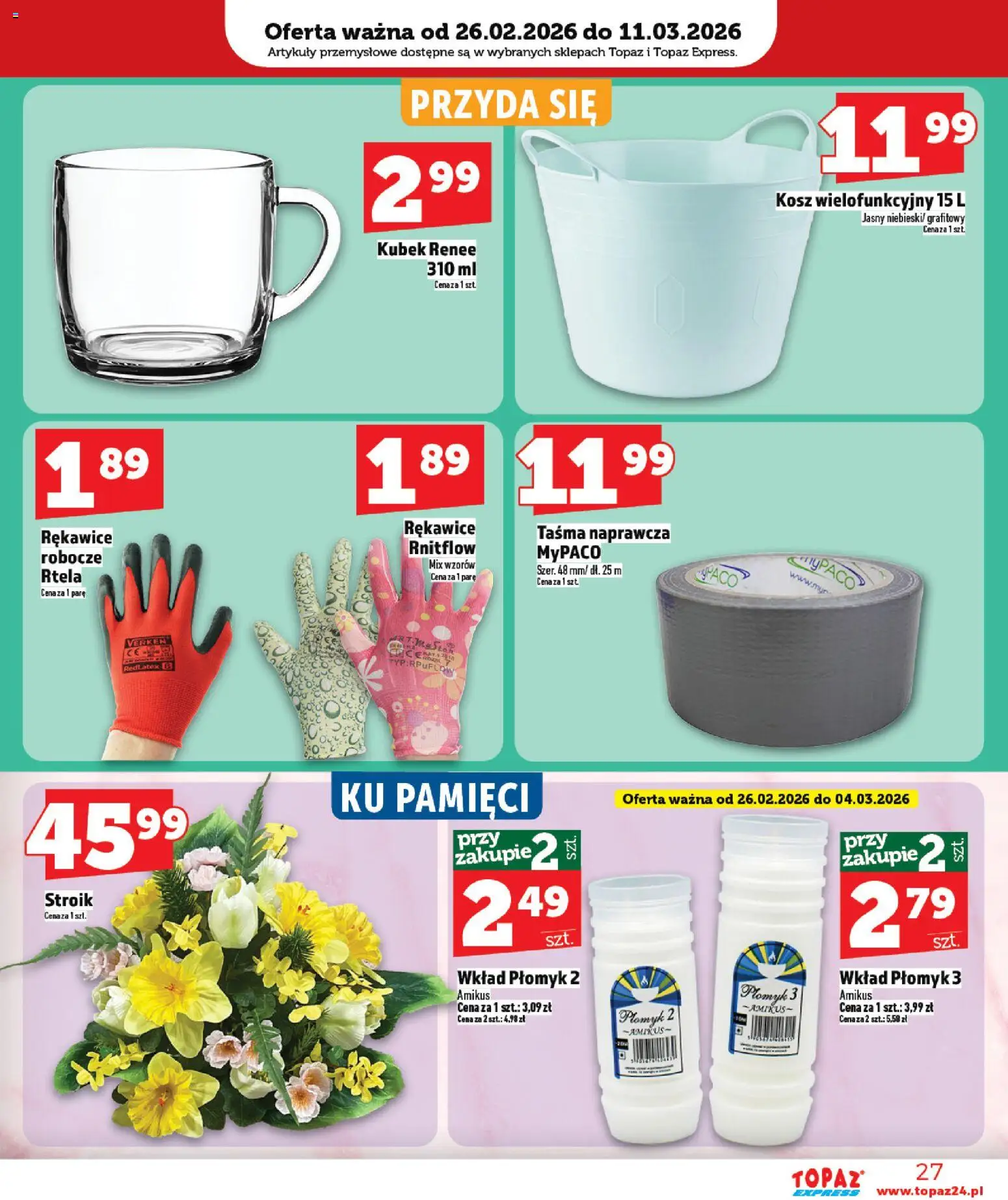 Topaz Gazetka - Express od 26.02.2026 | Strona: 27 | Produkty: Artykuły przemysłowe, Kosz