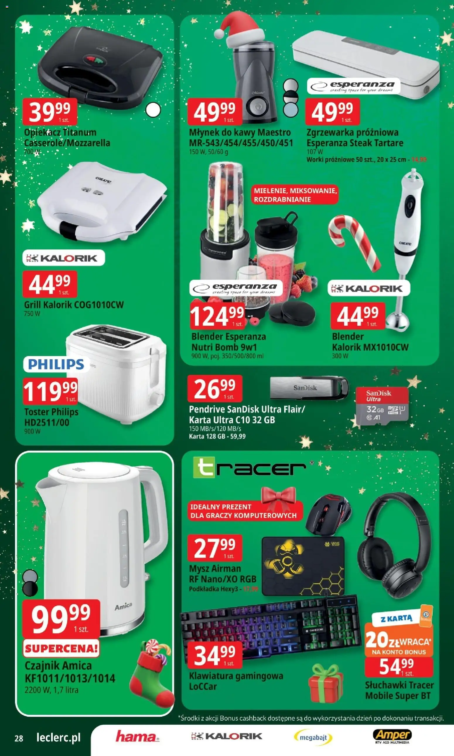 E.Leclerc Gazetka - Warszawa Bielany od 25.11.2025 | Strona: 28 | Produkty: Grill, Czajnik, Toster, Pendrive