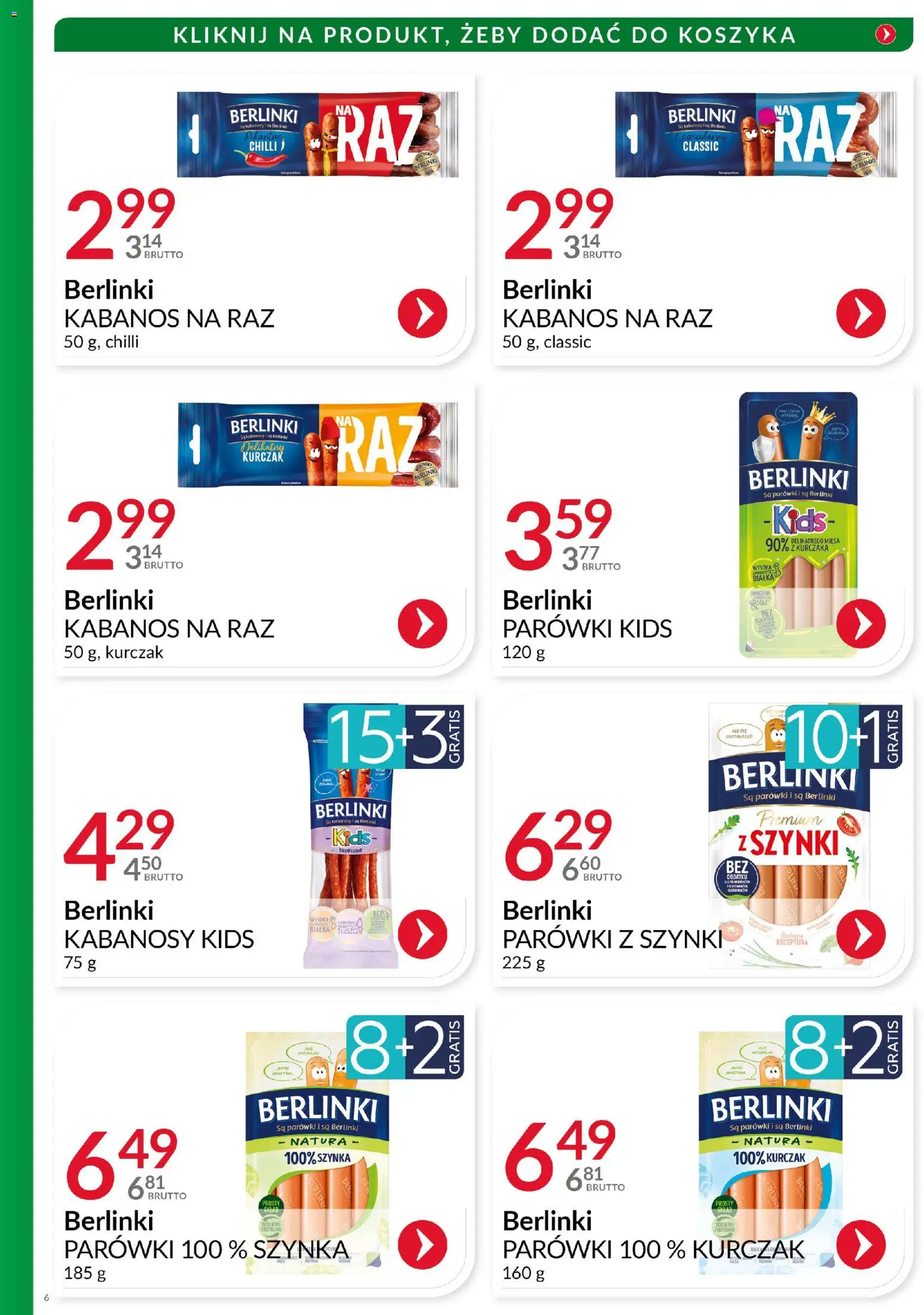 Eurocash Gazetka - Katalog Wędlin od 01.12.2025 | Strona: 6 | Produkty: Kurczak, Kabanosy, Parówki, Szynka