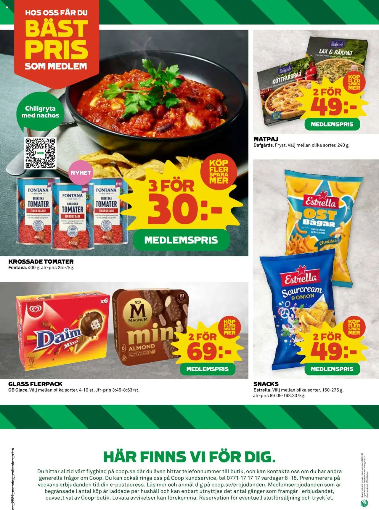 Coop reklamblad aktuell från 08.09.2025 | Sida: 4 | Produkter: Krossade tomater, Cheddar, Tomater, Glass