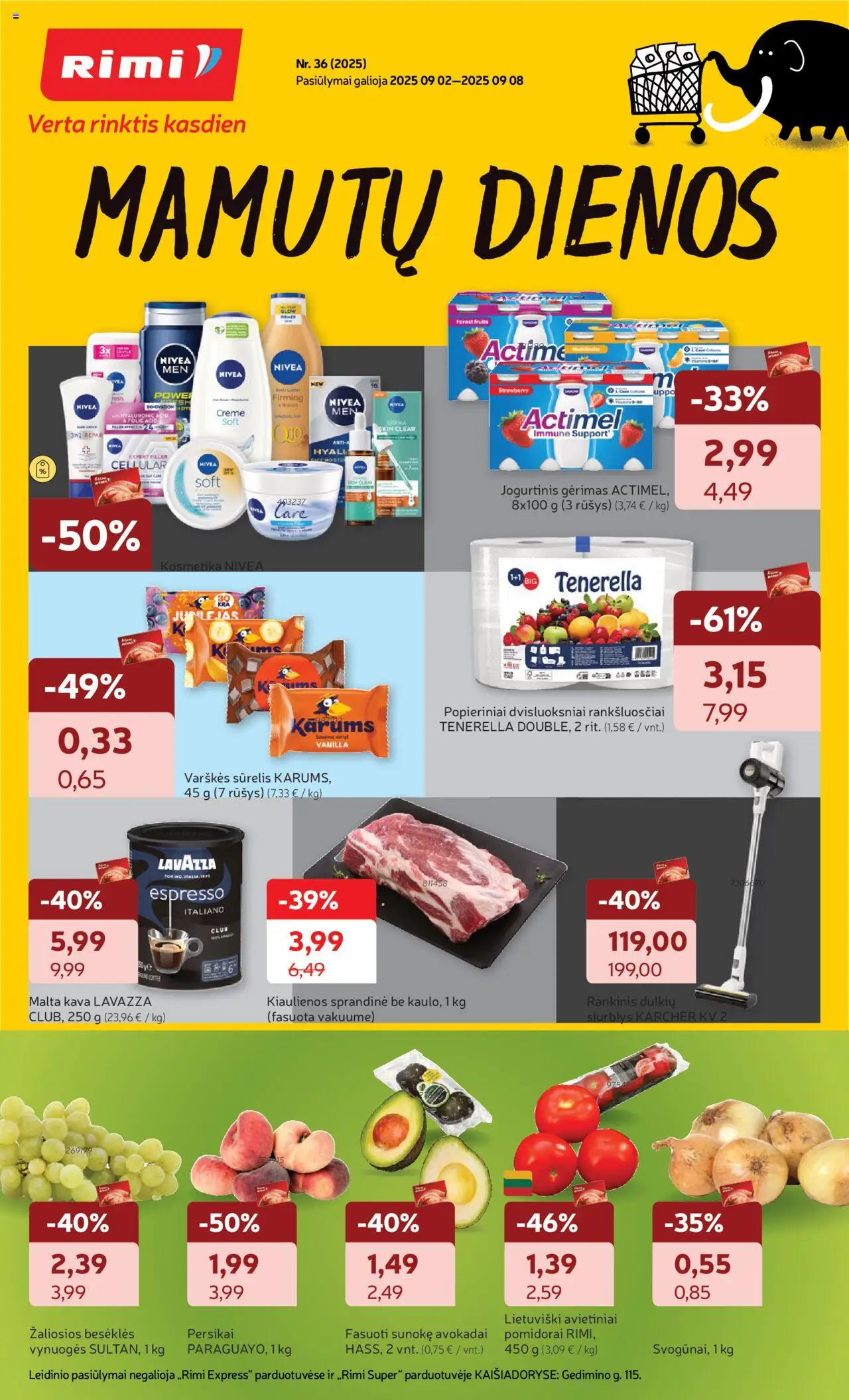 Rimi - Leidinys│galioja nuo 02.09.2025 | Puslapis: 1 | Prekių: Sūrelis, Avokadai, Kava, Pomidorai