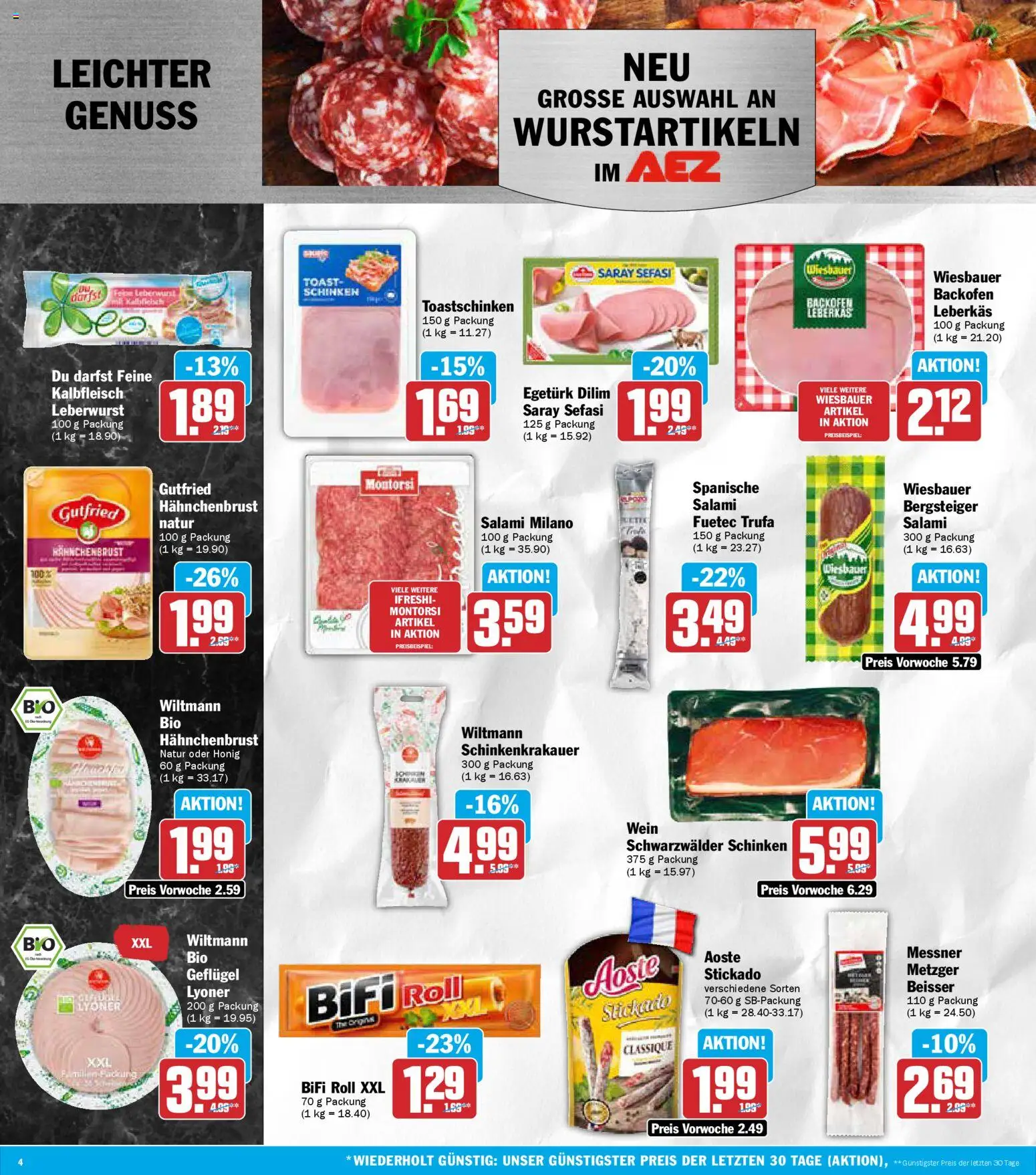 AEZ Prospekt 	 – gültig ab 19.01.2026 | Seite: 4 | Produkte: Toast, Bifi, Toastschinken, Schinken