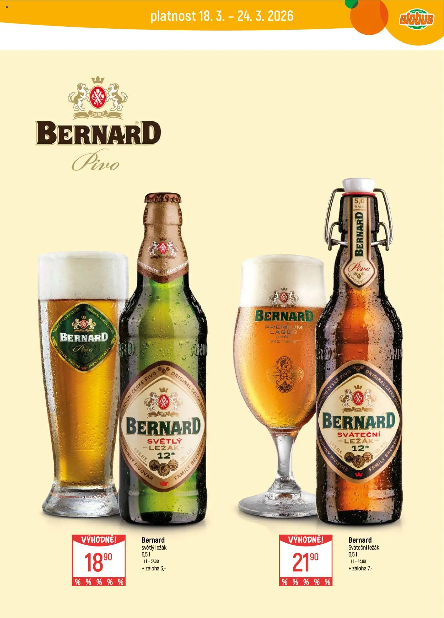 Globus leták - Plzeň od 18.03.2026 | Strana: 35 | Produkty: Globus, Pivo, Pivo Bernard, Bernard