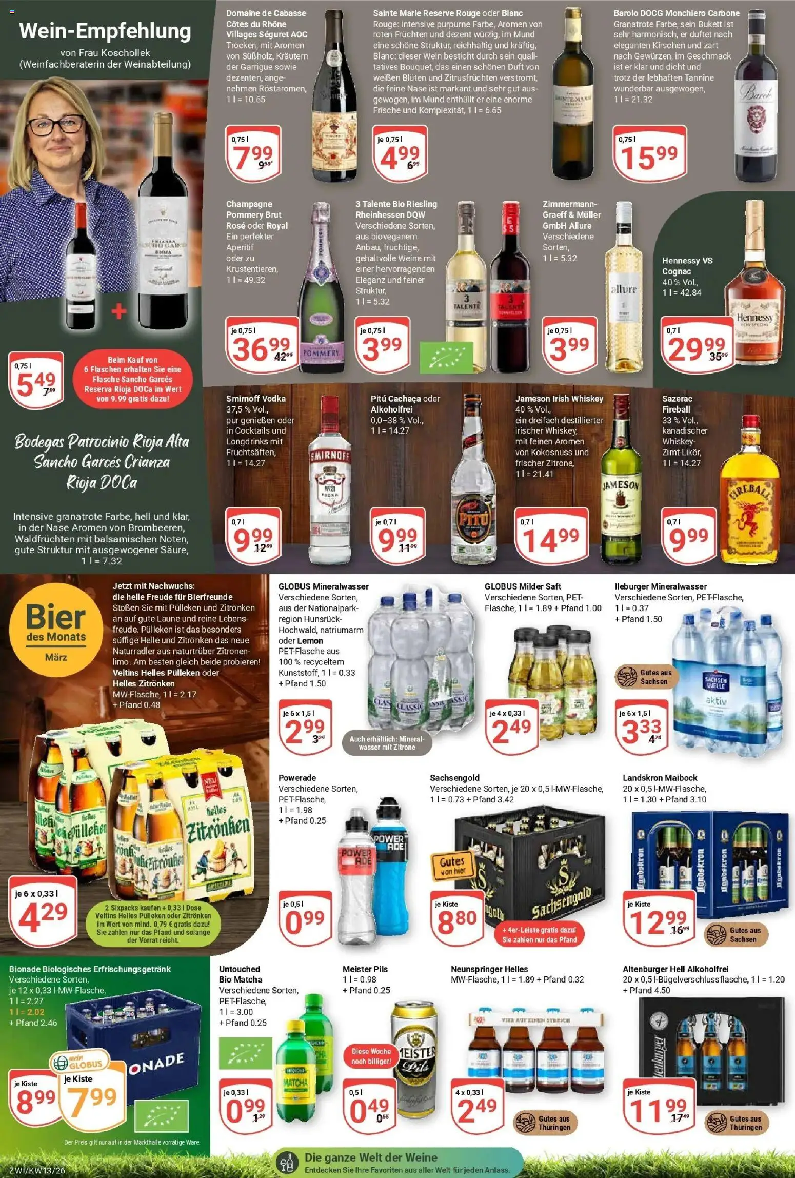 Globus prospekt Zwickau	 – gültig ab 23.03.2026 | Seite: 19 | Produkte: Duft, Smirnoff, Whiskey, Veltins