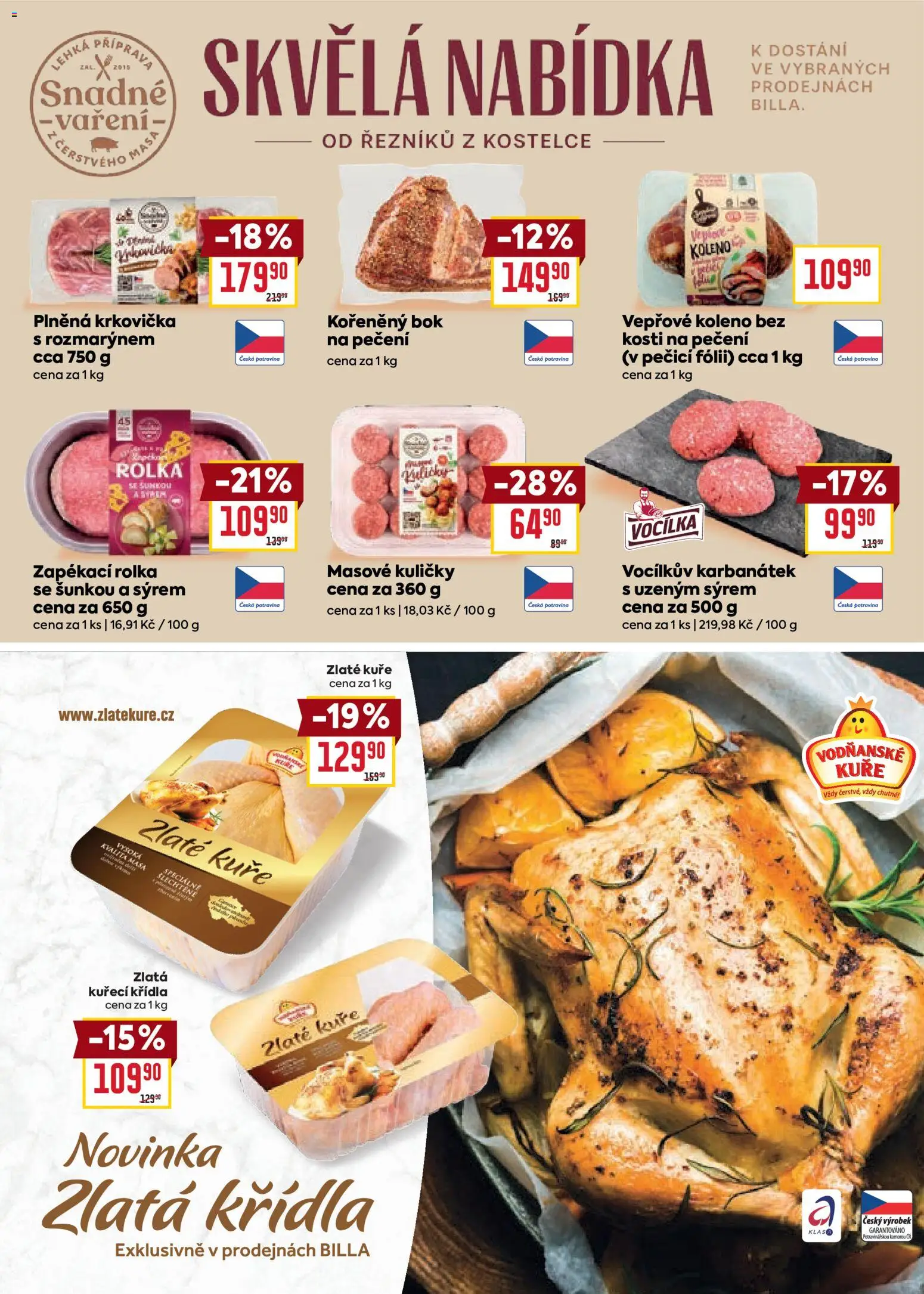 Billa leták - Partneři od 19.11.2025 | Strana: 9 | Produkty: Vepřové koleno, Kuře, Zlaté kuře, Kuličky