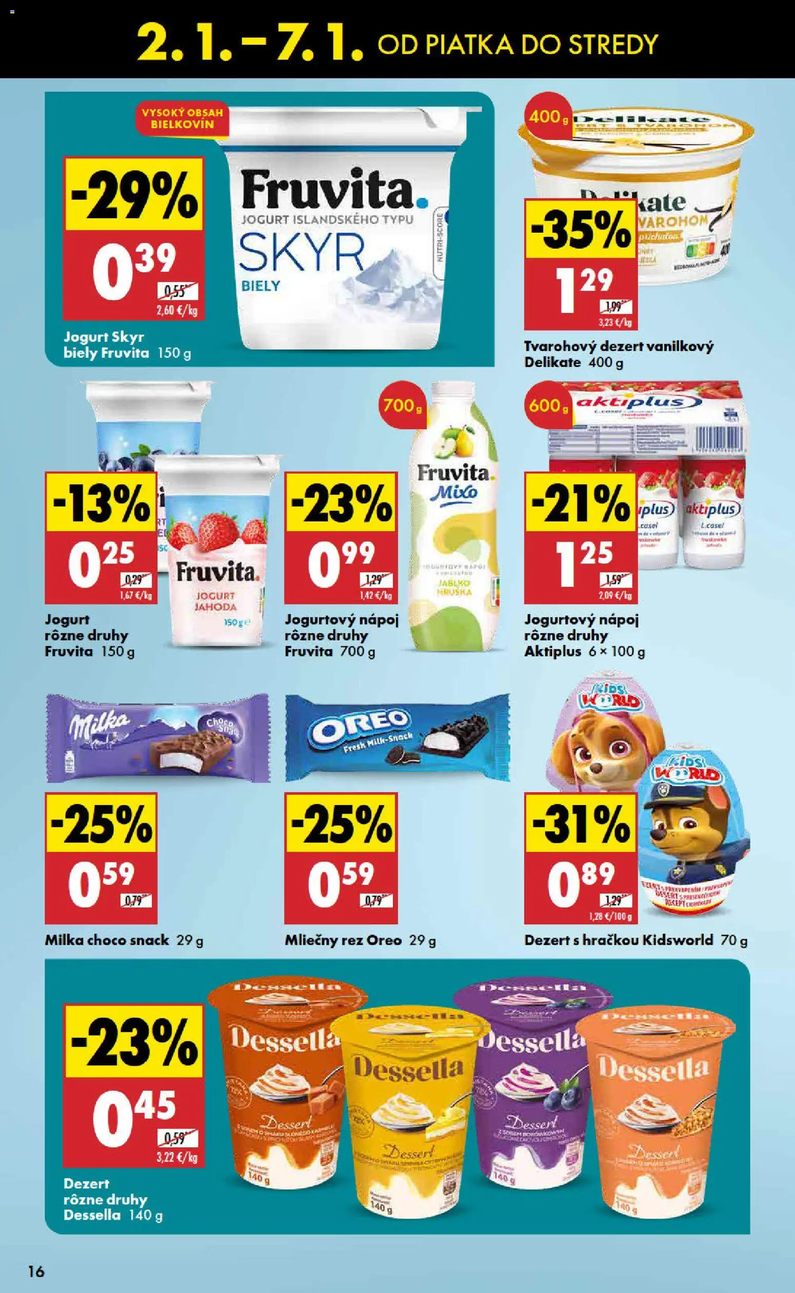 Nové Biedronka akcie – leták je platný od 02.01.2026 | Strana: 16 | Produkty: Jogurt, Skyr, Milka