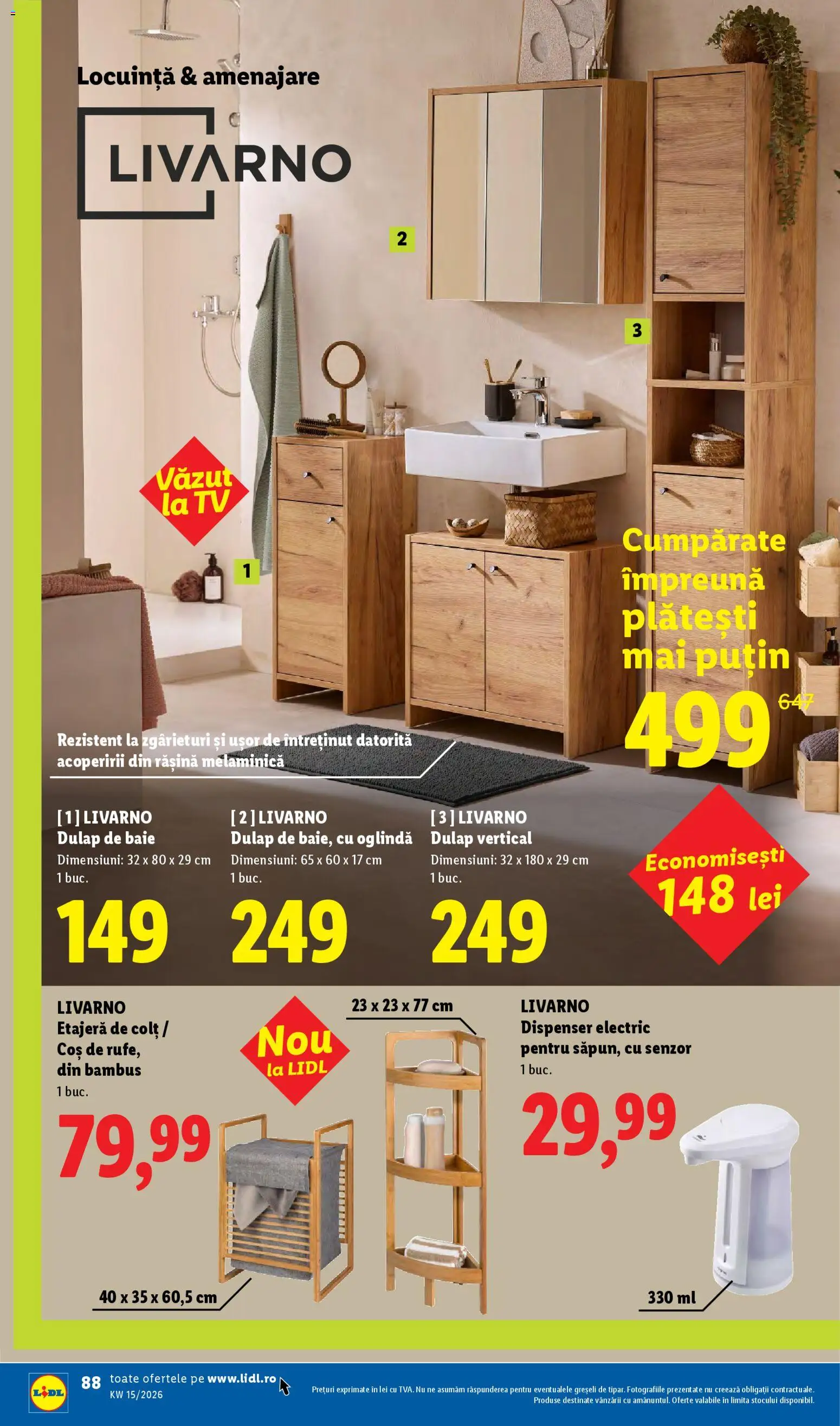 Noul catalog Lidl – valabil de la 06.04.2026 | Pagină: 88 | Produse: Coș, Oglindă, Etajeră