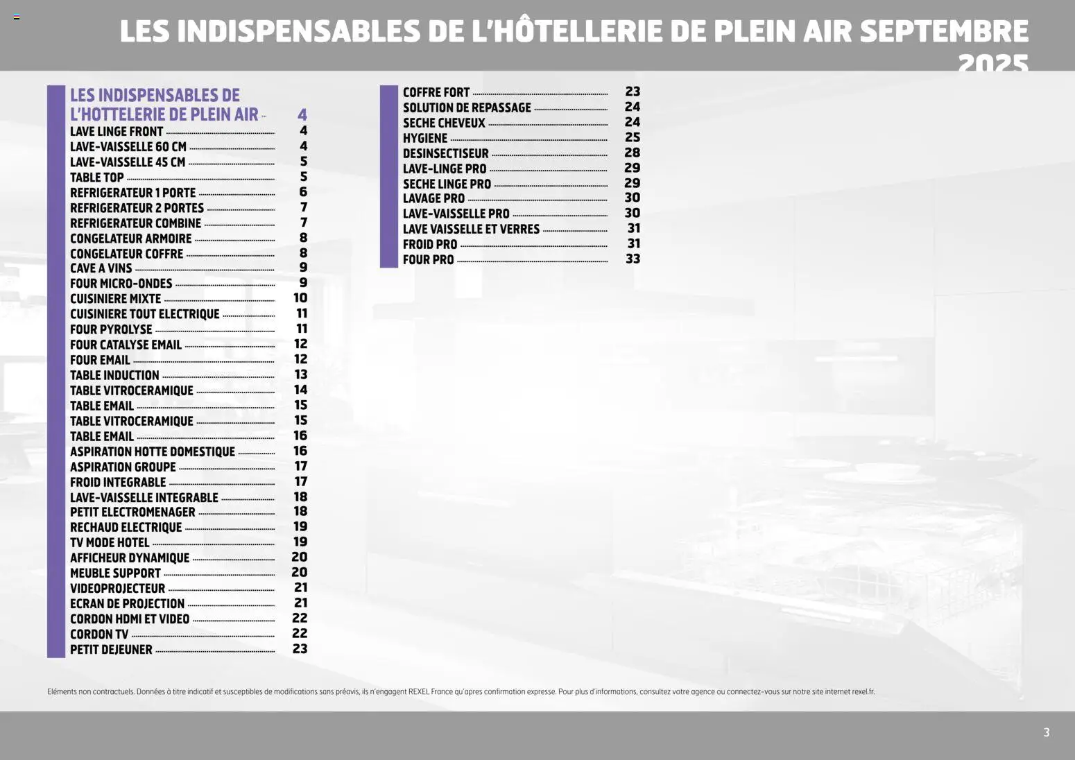 {H1} | Page: 3 | Produits: Meuble, Réfrigérateur, Petit électroménager, Écran de projection