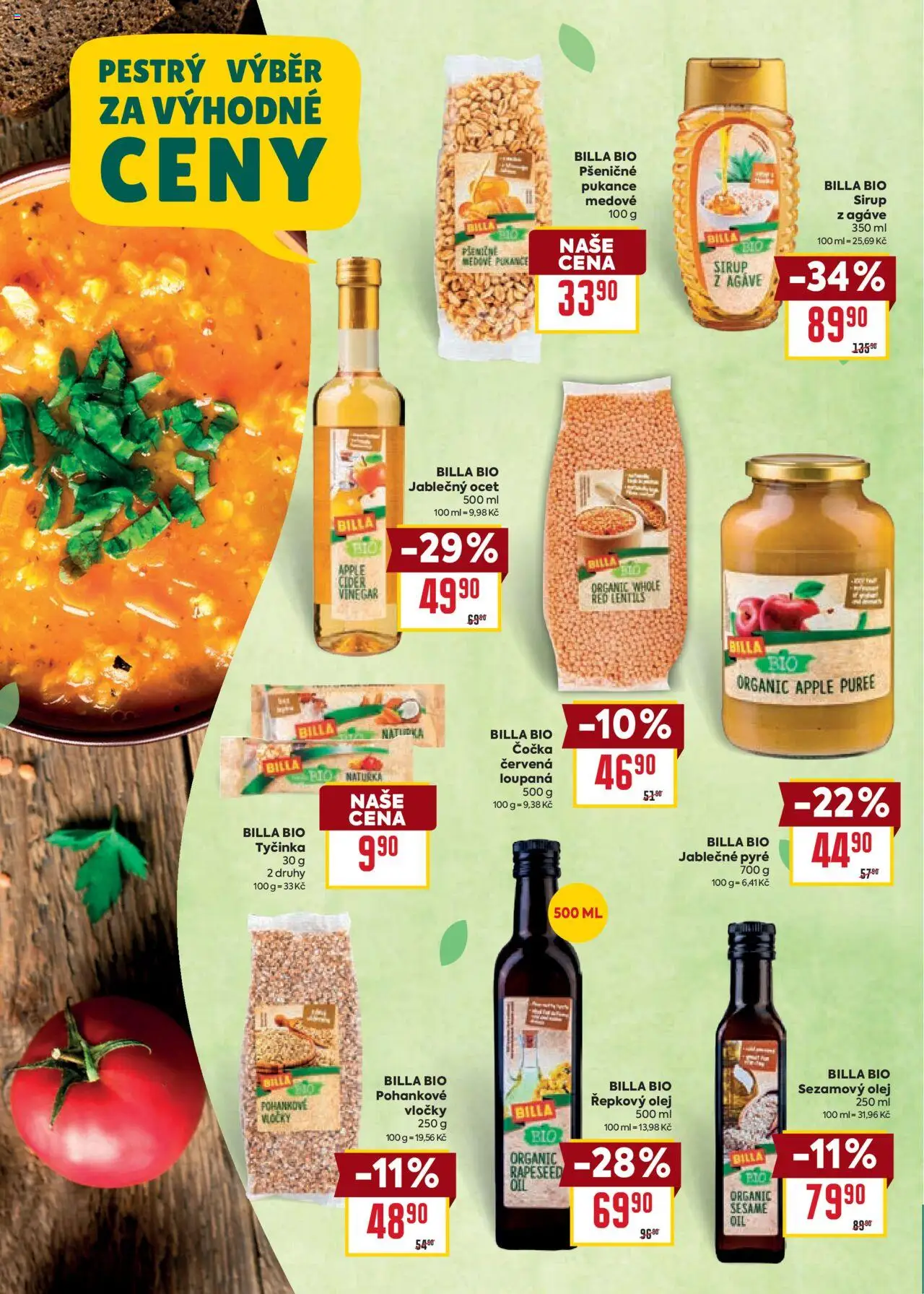 Billa leták - Bio od 01.09.2025 | Strana: 4 | Produkty: Čočka, Ocet, Řepkový olej, Sirup