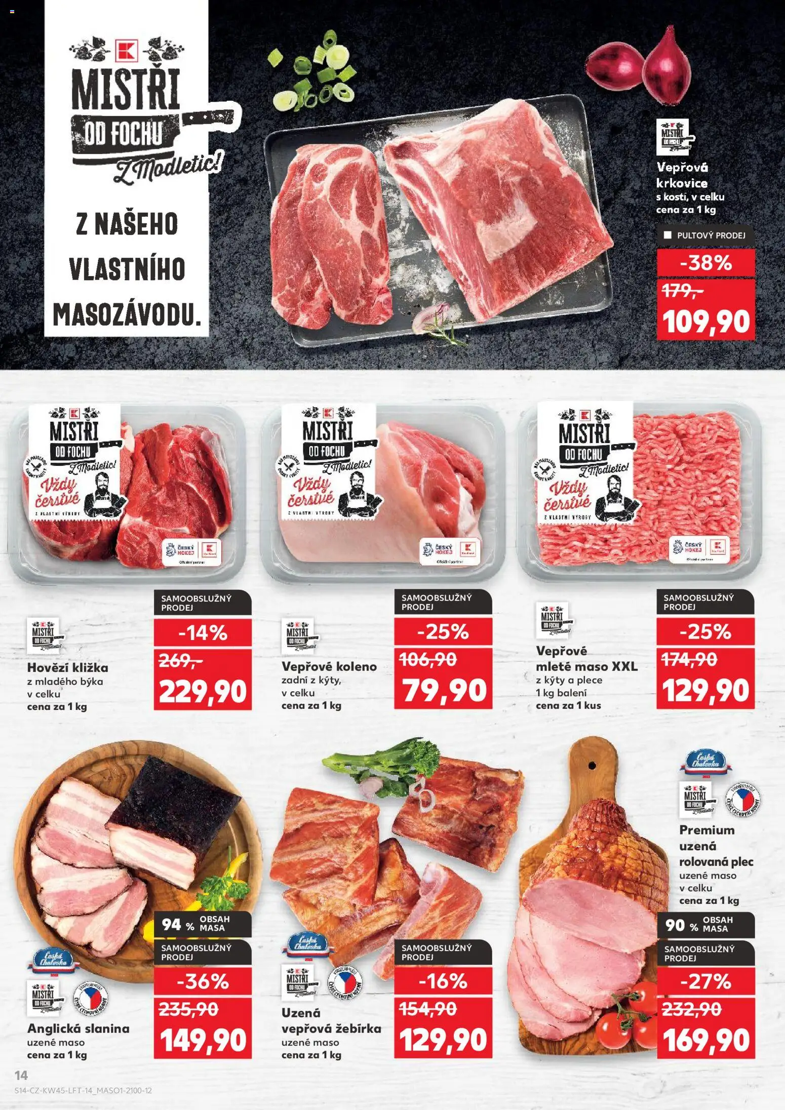 Kaufland leták - Liberec od 05.11.2025 | Strana: 14 | Produkty: Vepřové koleno, Hovězí kližka, Vepřové koleno zadní, Mleté maso