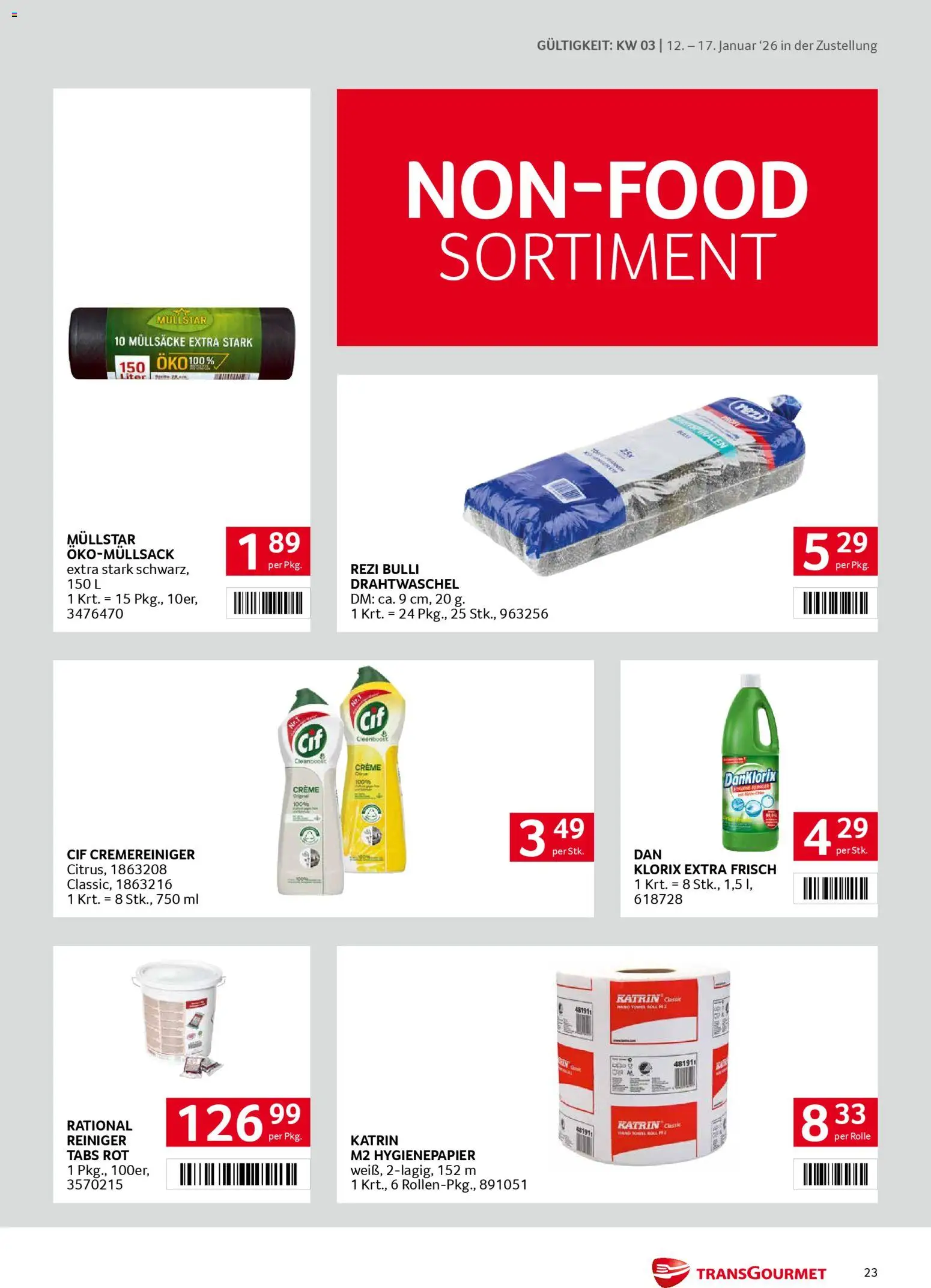 Transgourmet Zustellaktion gültig ab 12.01.2026 | Seite: 23 | Produkte: Creme