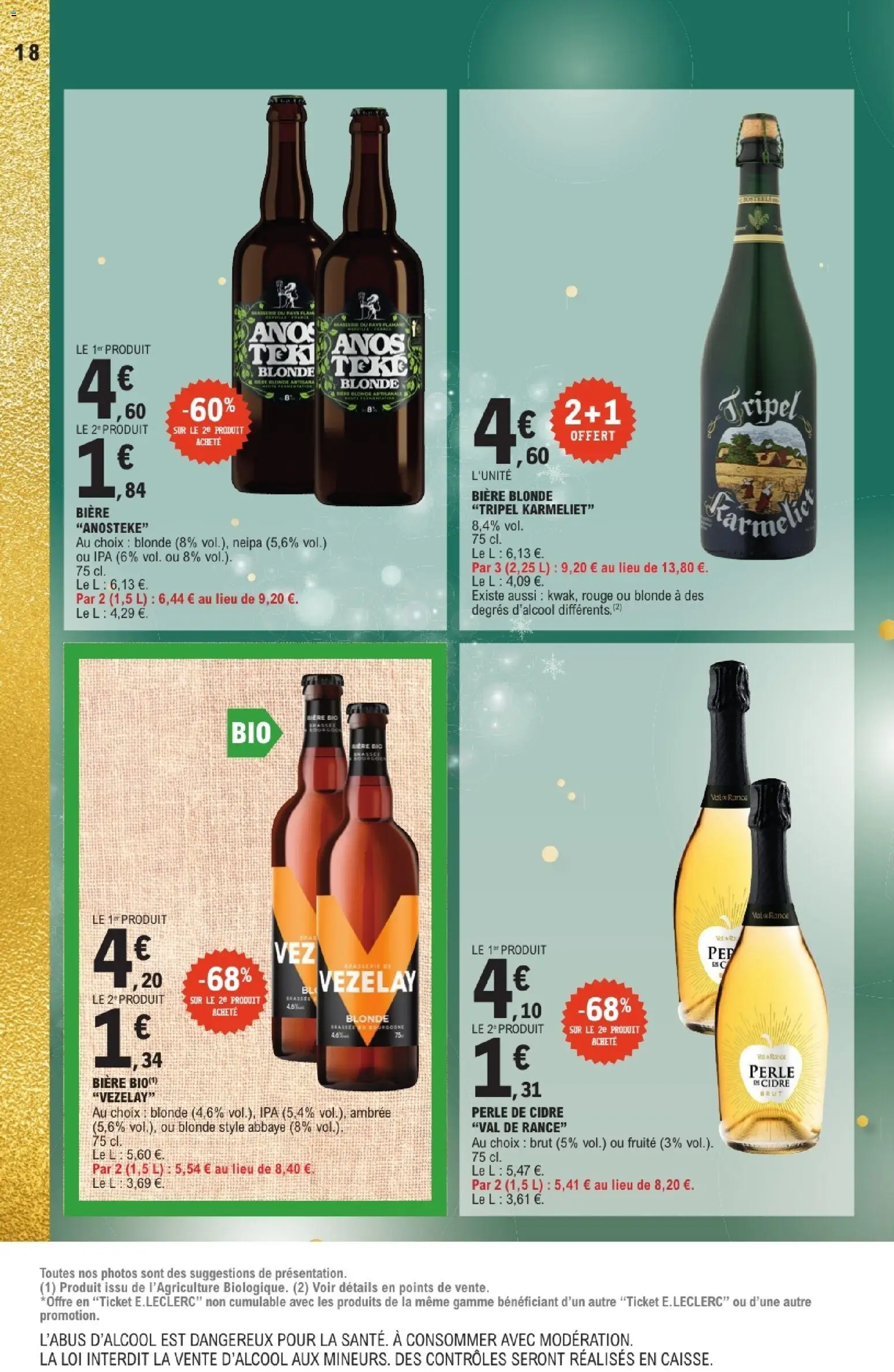 {H1} | Page: 18 | Produits: Bière blonde, Cidre, Bière