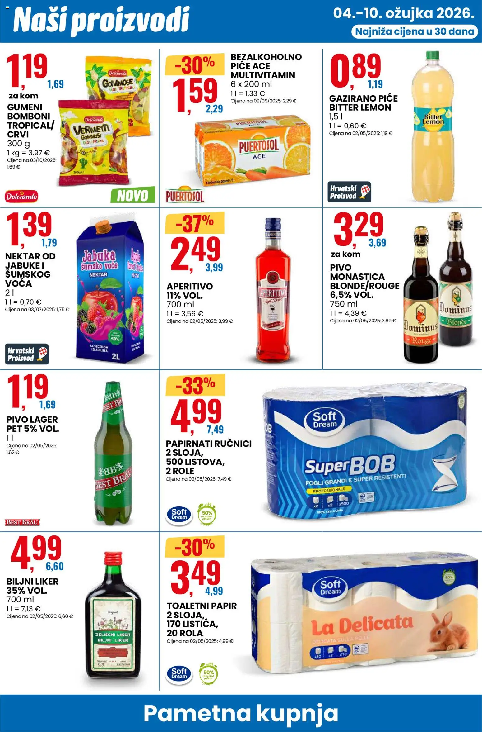 Eurospin katalog | vrijedi od 04.03.2026 | Stranica: 6 | Proizvodi: Papirnati ručnici, Voće, Toaletni papir, Liker