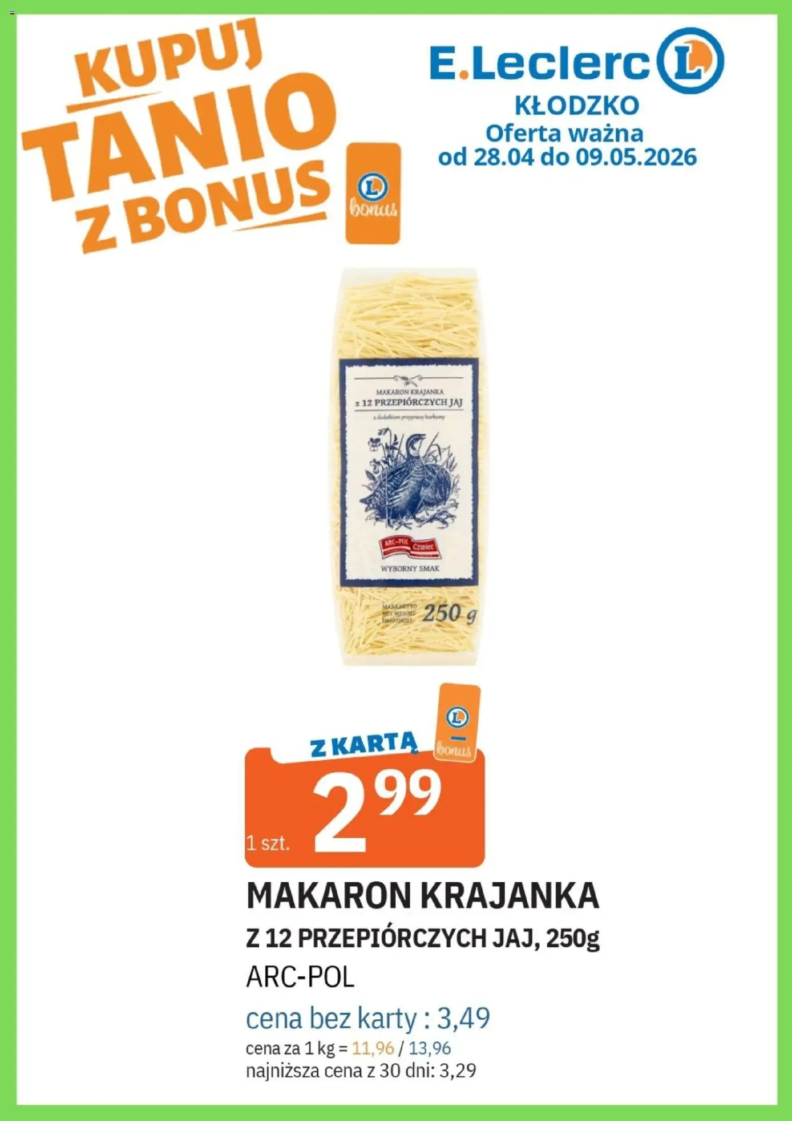 E.Leclerc gazetka - Kłodzko od 28.04.2026 | Strona: 33 | Produkty: Karta, Makaron