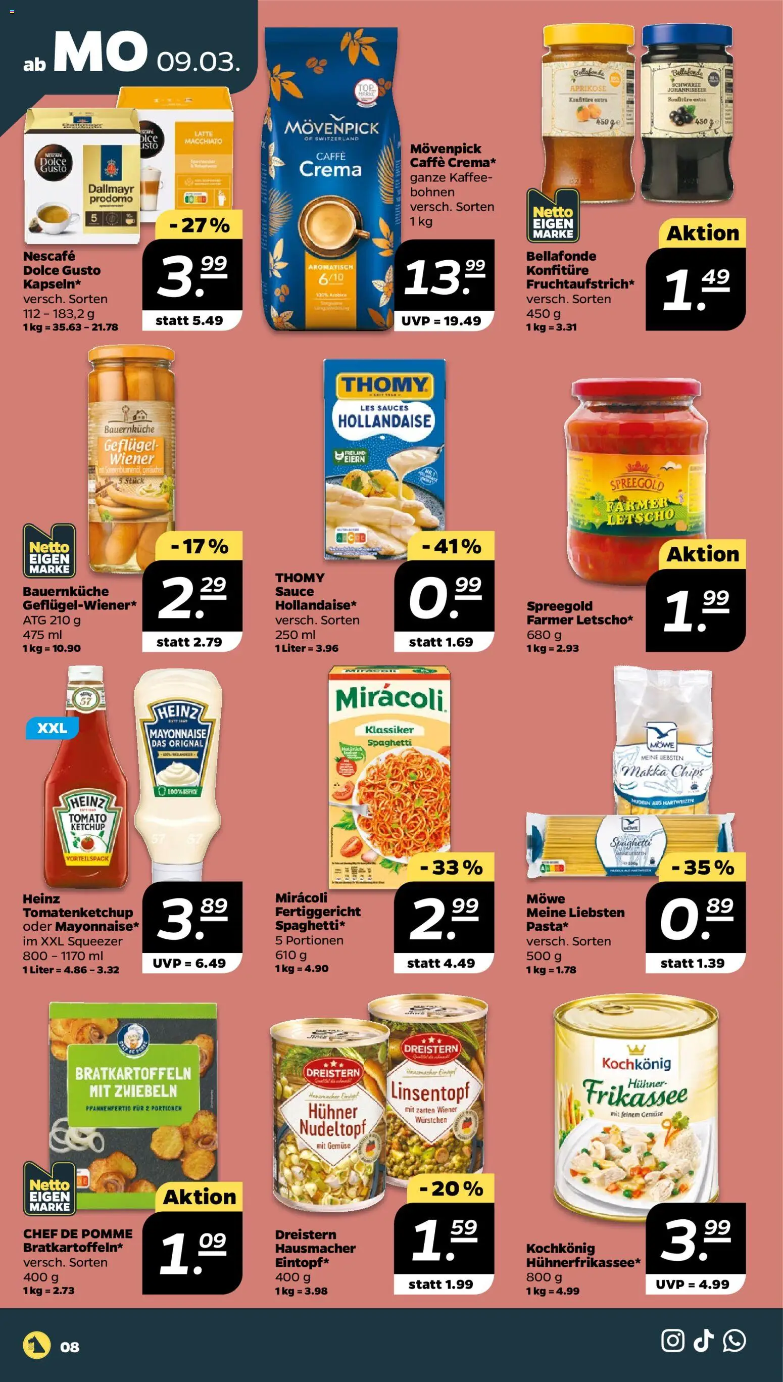 Netto Prospekt 	 – gültig ab 09.03.2026 | Seite: 8 | Produkte: Nescafe, Gemüse, Mayonnaise, Ketchup