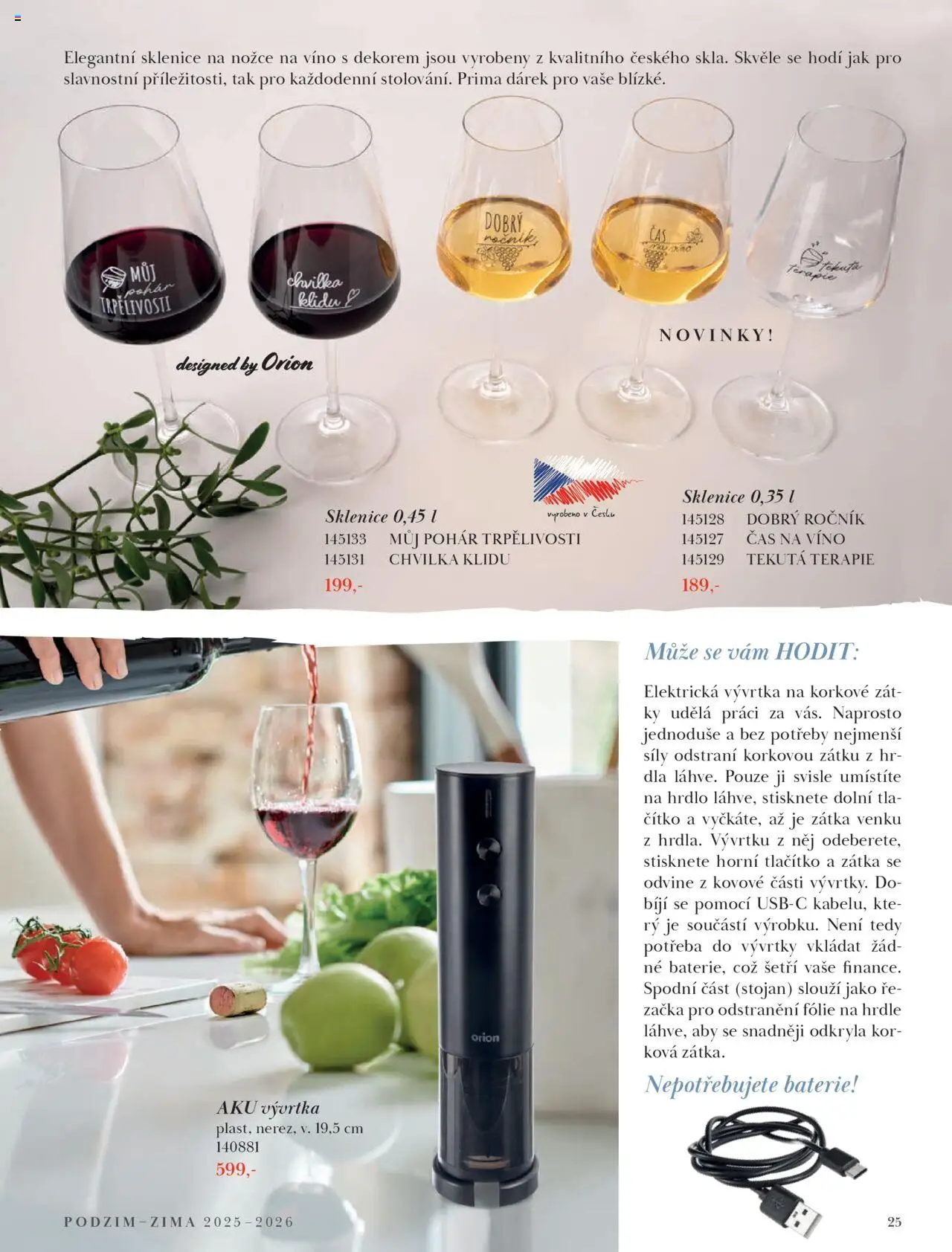 Orion katalog - Podzim/zima od 23.09.2025 | Strana: 25 | Produkty: Víno, Pohár, Baterie, Sklenice