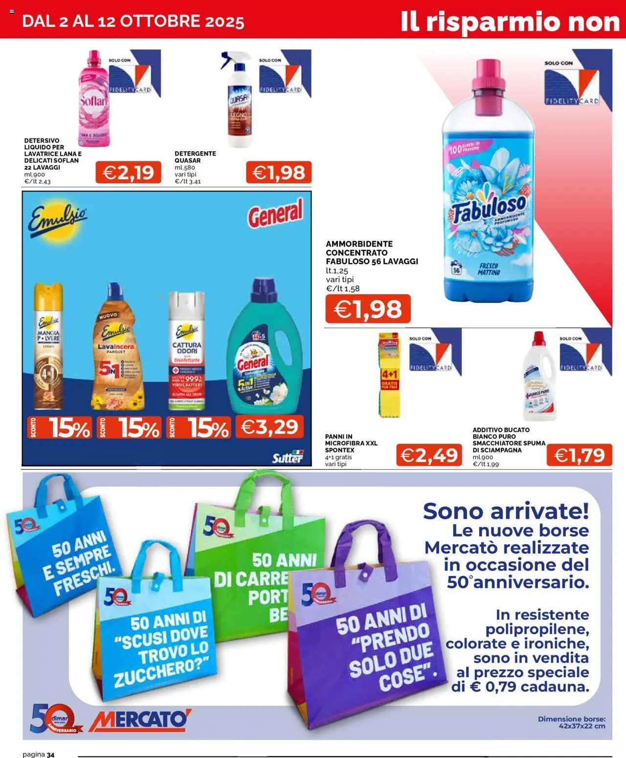 Volantino Mercatò del 02.10.2025 | Pagina: 34 | Prodotti: Ammorbidente, Smacchiatore, Detergente, Lavatrice