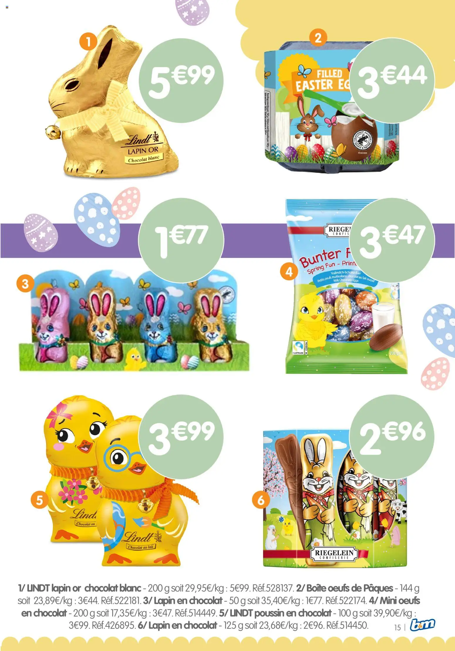 {H1} | Page: 15 | Produits: Lapin, Lait, Œufs, Lindt