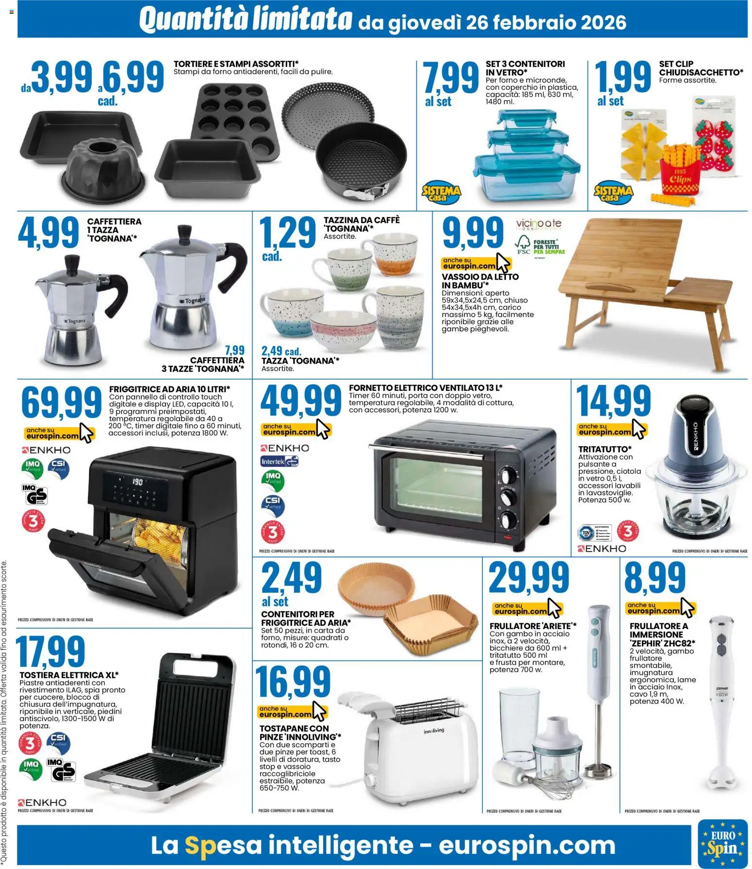 Volantino Eurospin del 26.02.2026 | Pagina: 13 | Prodotti: Cavo, Pinze, Vassoio, Letto