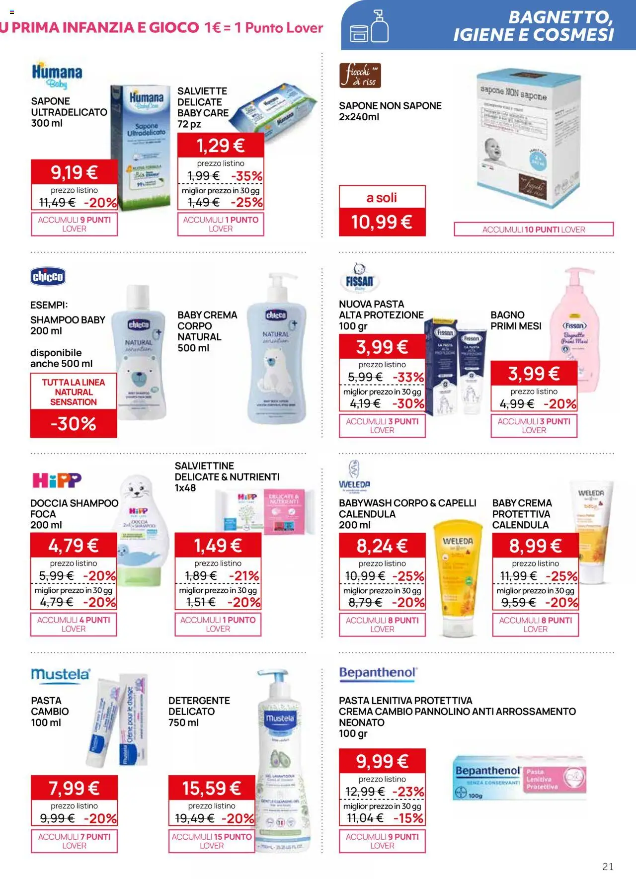 Volantino Prenatal del 09.10.2025 | Pagina: 21 | Prodotti: Crema, Sapone, Fiocchi, Gioco