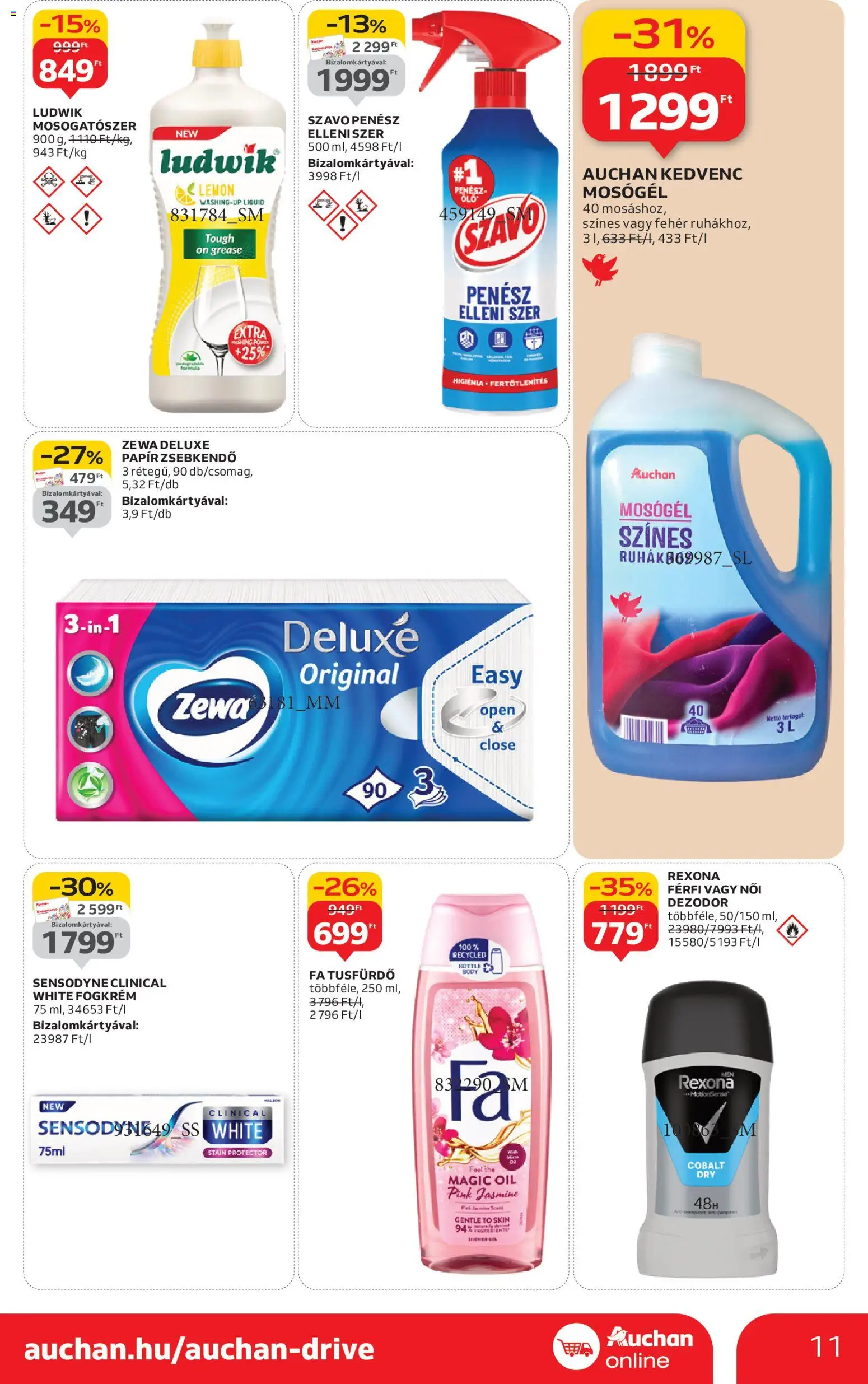 Auchan akciós ujság - amely érvényes a következő dátumtól: 30.10.2025 | Oldal: 11 | Termékek: Szavó, Tusfürdő, Dezodor, Mosogatószer