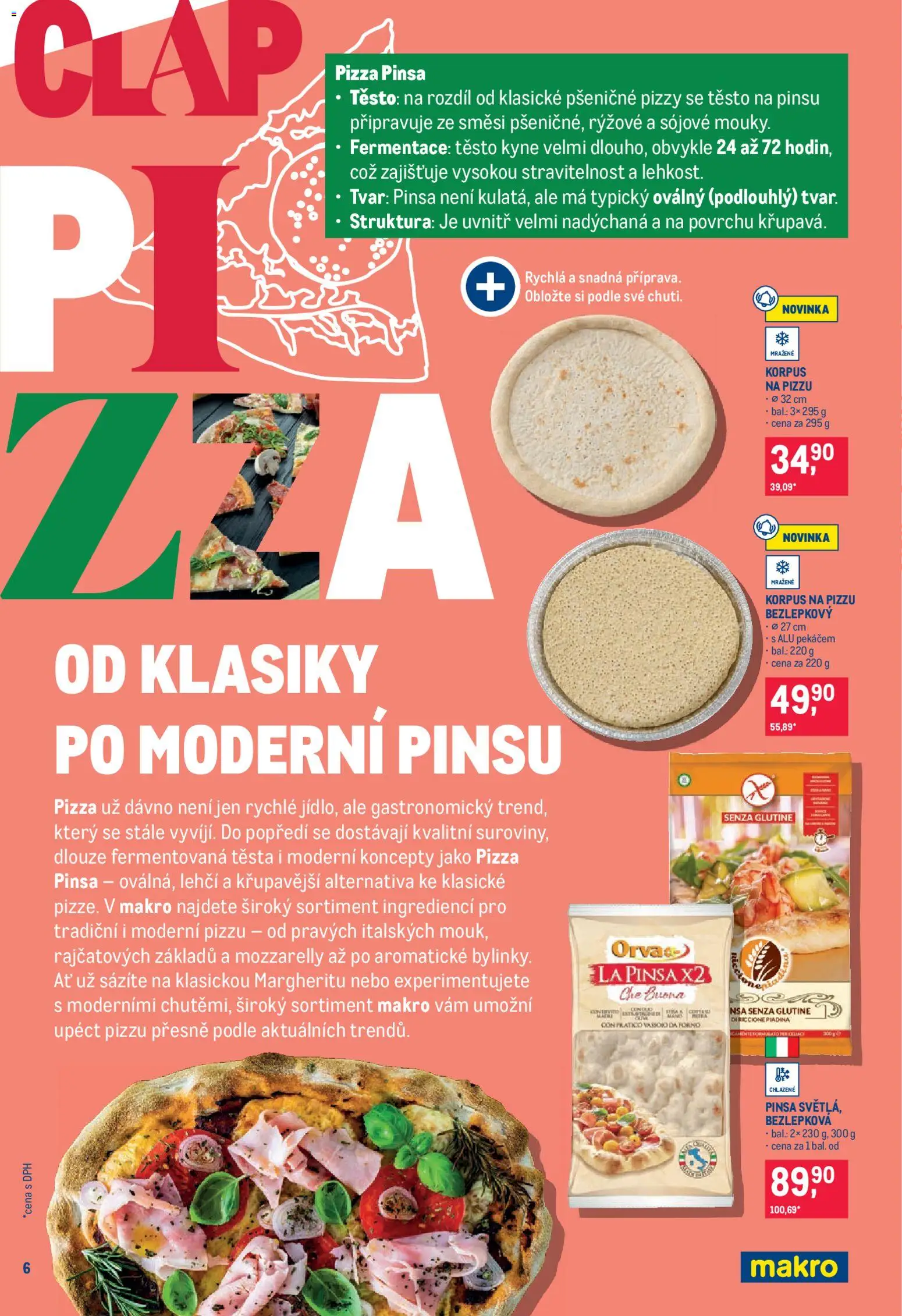 Makro leták - Pro milovníky jídla od 08.04.2026 | Strana: 6 | Produkty: Pizza, Pinsa, Těsto