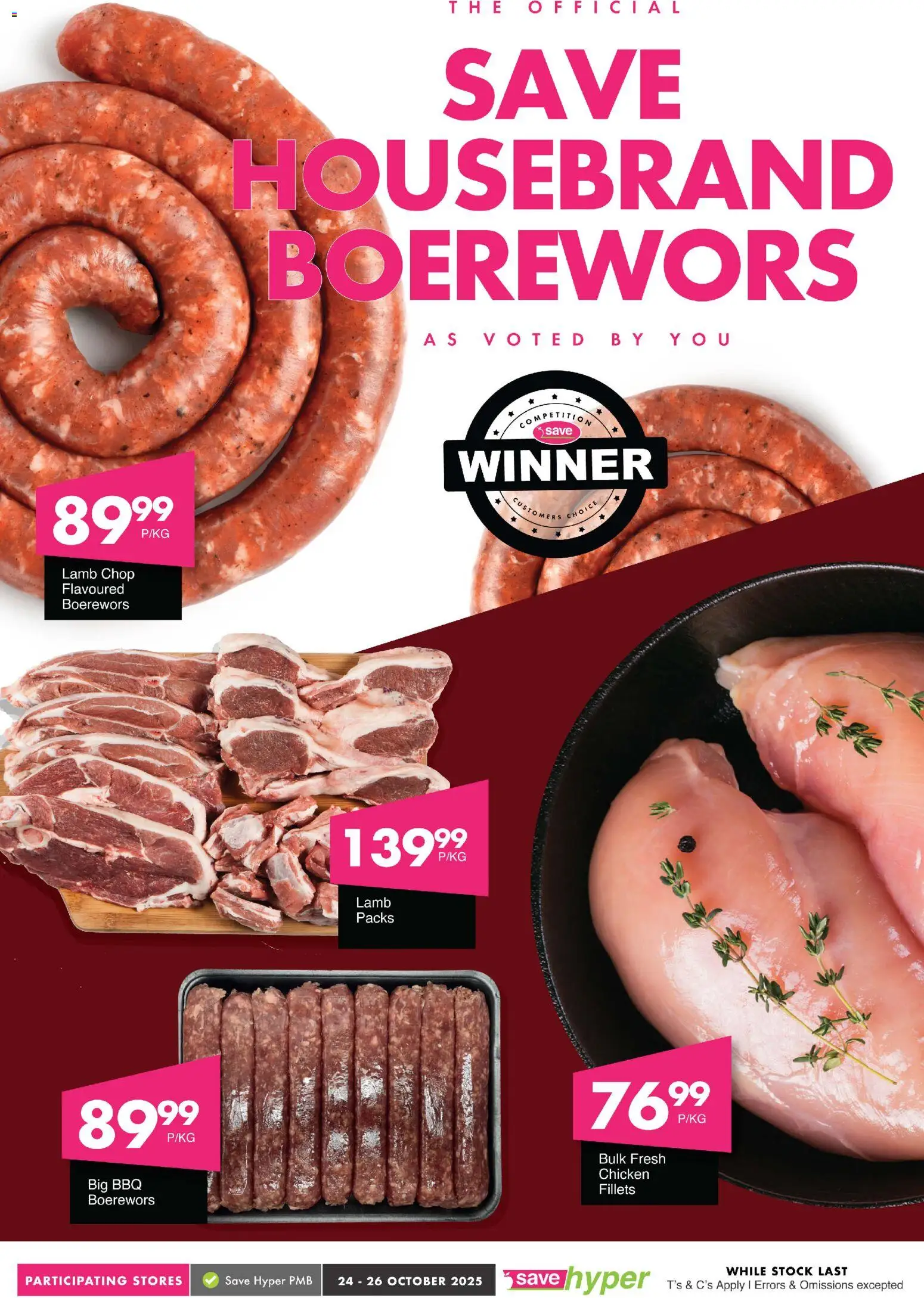 New Save catalogue – valid from 24.10.2025 | Page: 7 | Products: Boerewors, Chicken, Stock