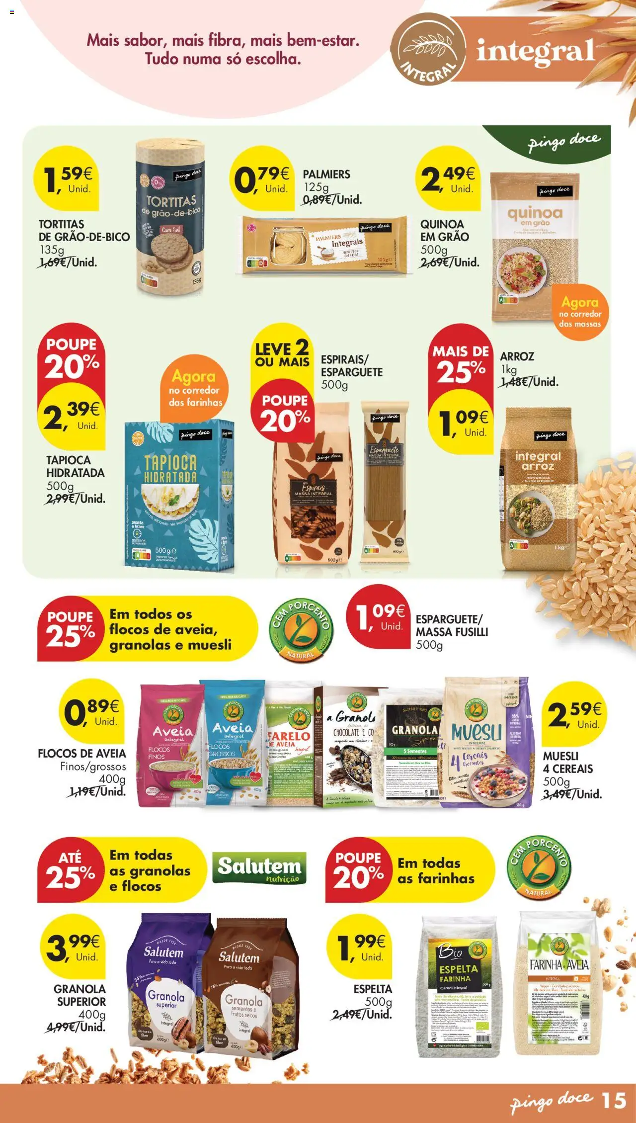 Pingo Doce - Escolhas Equilibradas │ válido de 21.10.2025 | Página: 15 | Produtos: Aveia, Esparguete, Granola, Quinoa