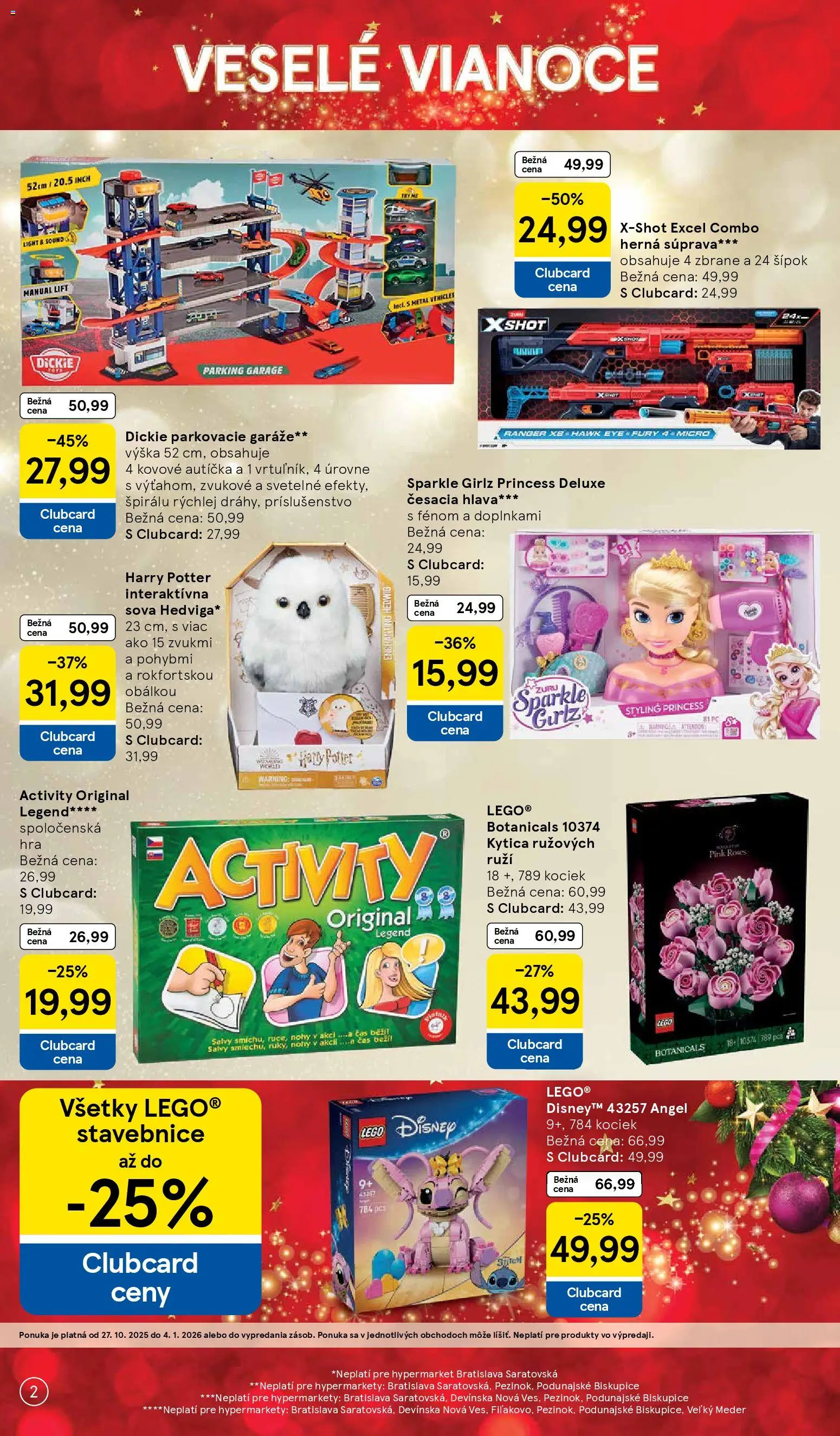 Nové Tesco akcie – leták je platný od 27.10.2025 | Strana: 2 | Produkty: LEGO, Hra