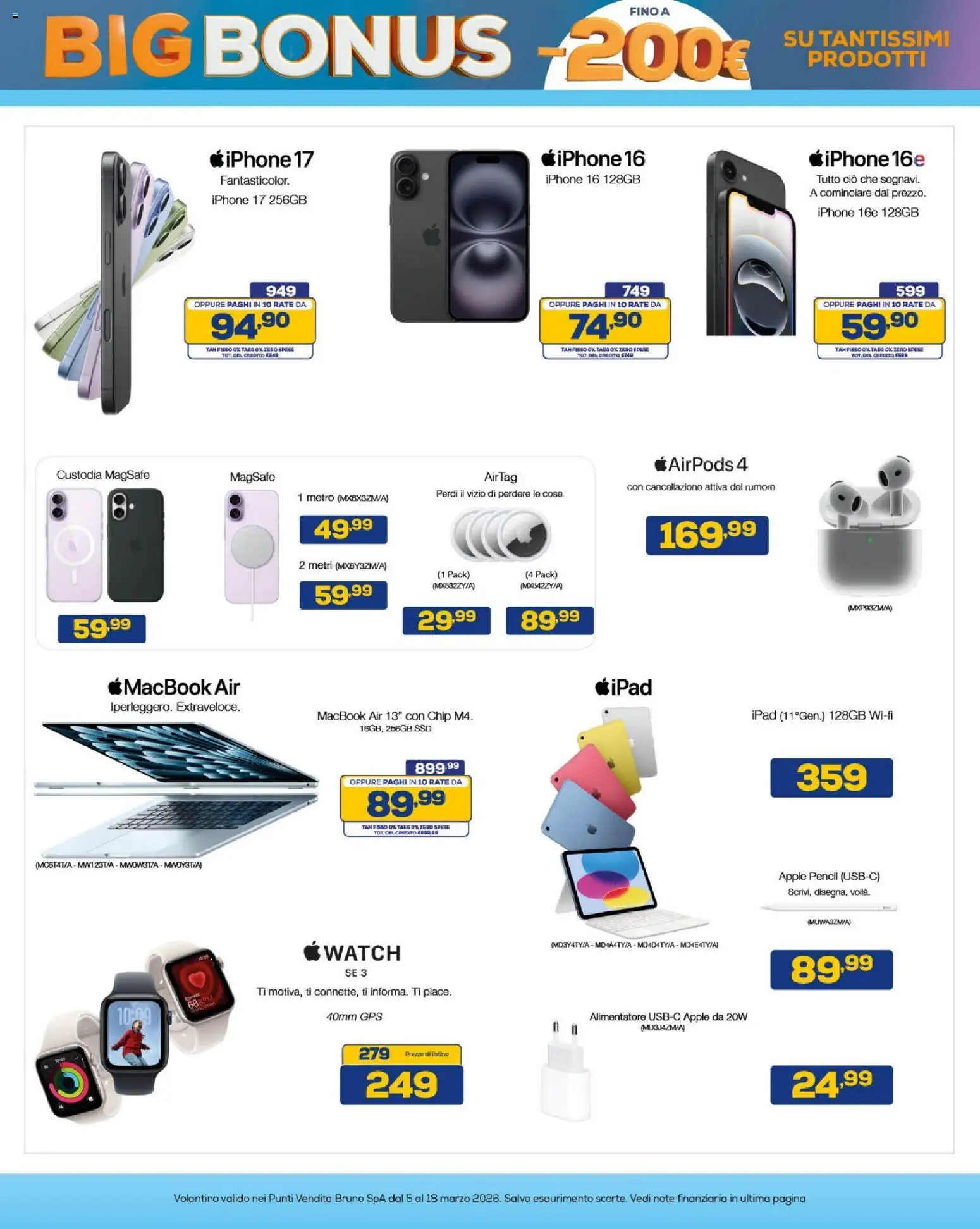 Volantino BRUNO del 05.03.2026 | Pagina: 18 | Prodotti: Iphone, Ipad, Macbook, Airpods