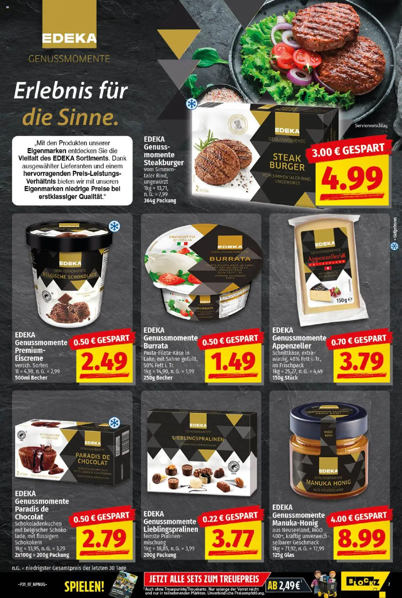 nah & gut Prospekt 	 - gültig ab dem 28.07.2025 | Seite: 7 | Produkte: Käse, Schokolade, Burger, Eiscreme