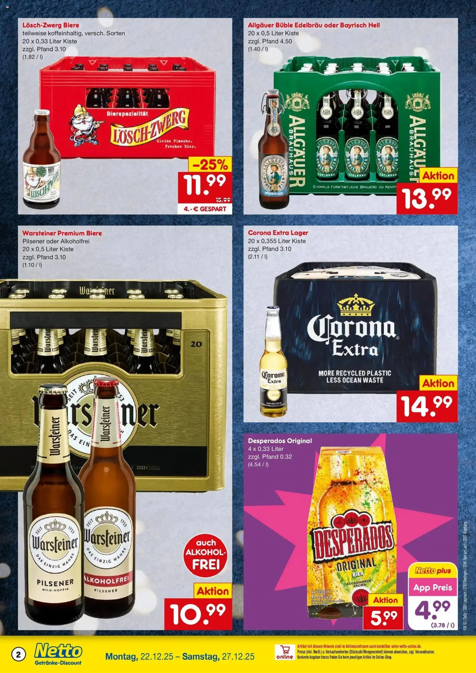 Netto Marken-Discount prospekt Rain Am Lech	 – gültig ab 22.12.2025 | Seite: 2 | Produkte: Bier, Warsteiner, Desperados