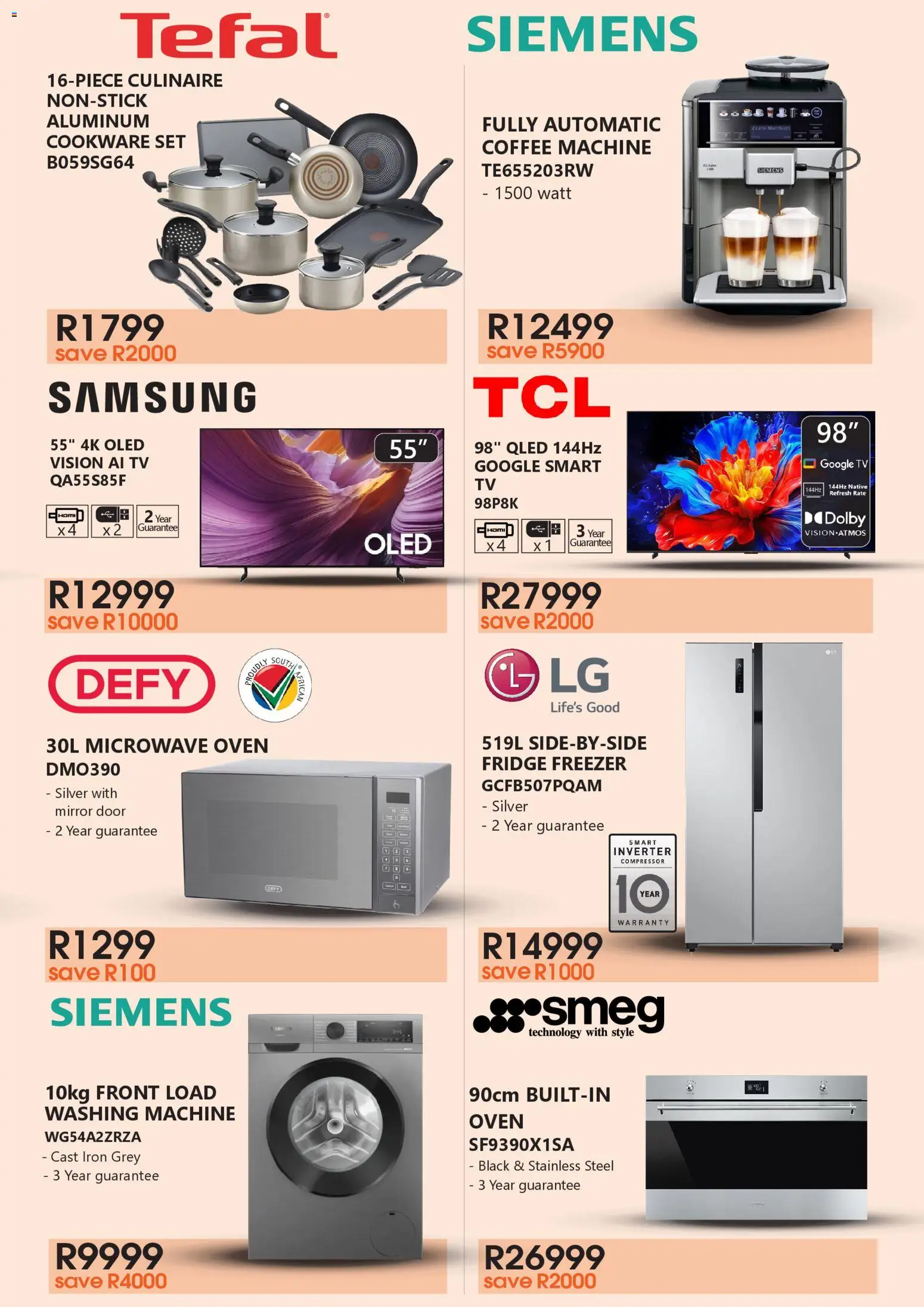 New Tafelberg Furnishers catalogue – valid from 08.04.2026 | Page: 3 | Products: Microwave oven, Compressor, Microwave, Cookware