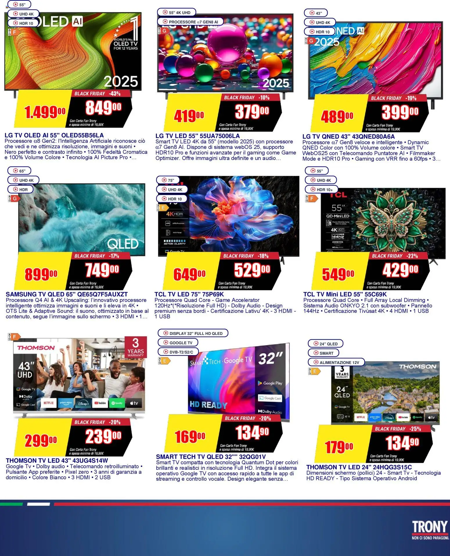Volantino Trony volantino Salerno del 19.03.2026 | Pagina: 19 | Prodotti: Schermo, Telecomando, TV, Audio