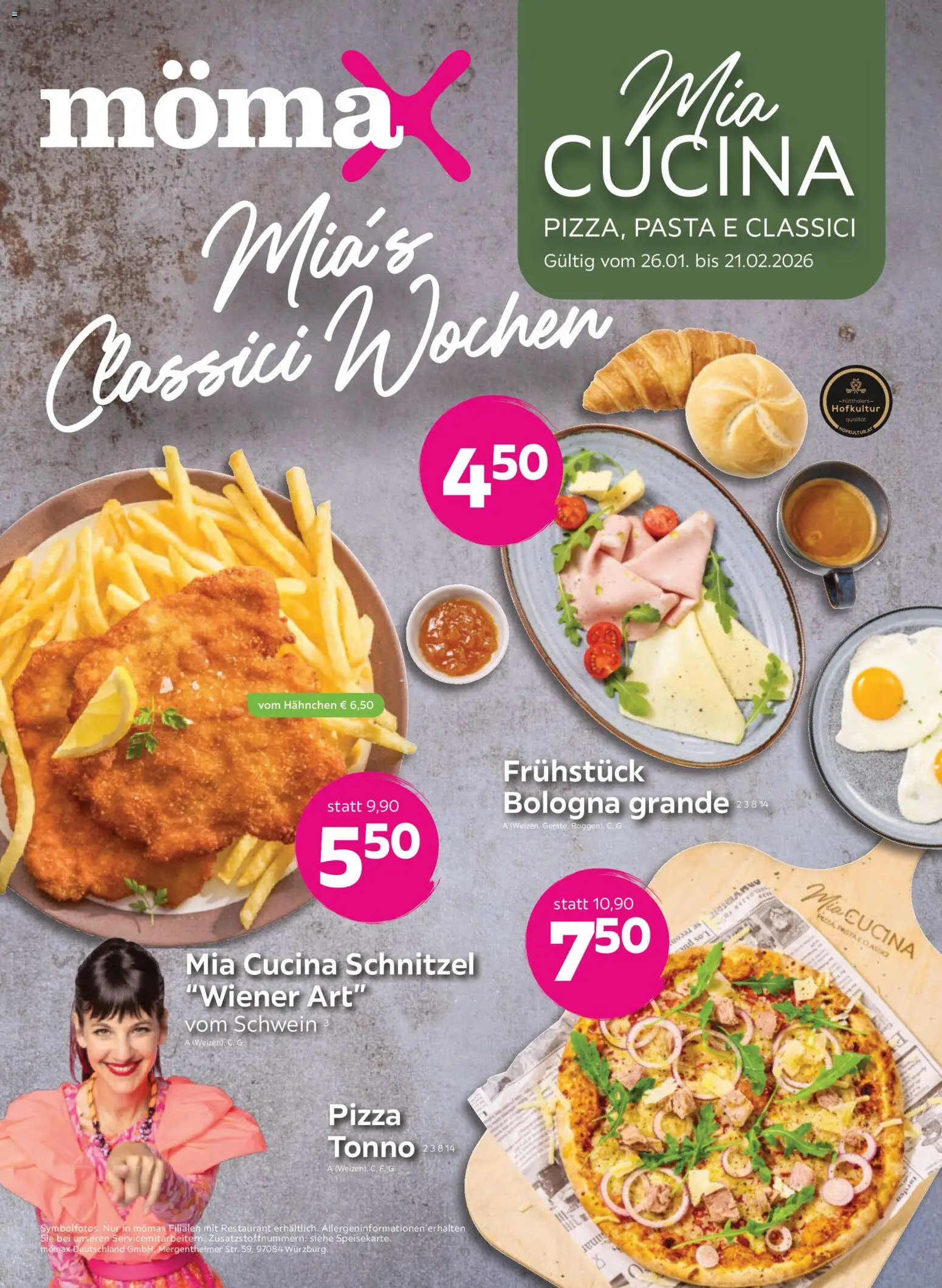 Mömax - Mia's Classici Wochen – gültig ab 26.01.2026 | Seite: 1 | Produkte: Hahnchen, Schnitzel, Pasta, Pizza